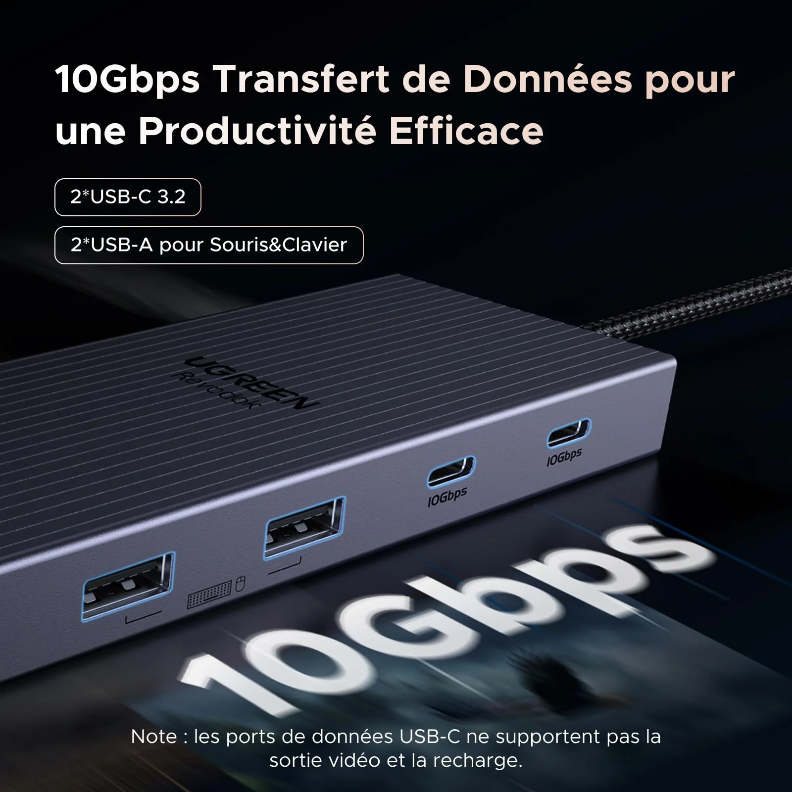 UGREEN Revodok Pro 2111 Hub USB-C 11-en-1 (4K60Hz, DP 4K120Hz, 10 Gbps, PD 100 W) - Image 5