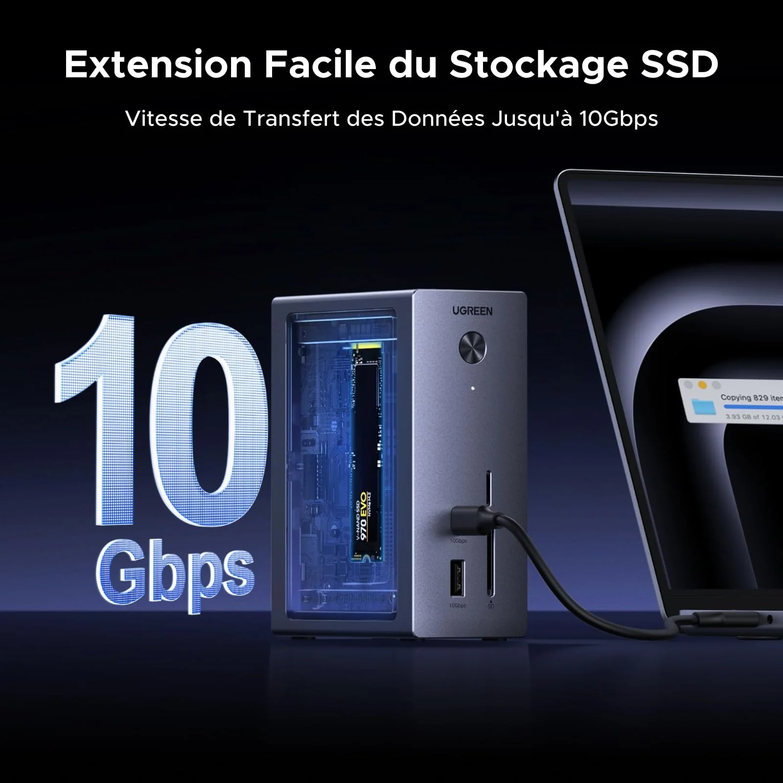 UGREEN Revodok Pro Station d’Accueil 10-en-1 (HDMI 4K@60Hz, USB 3.2 10 Gbps, PD 100 W) - Image 3