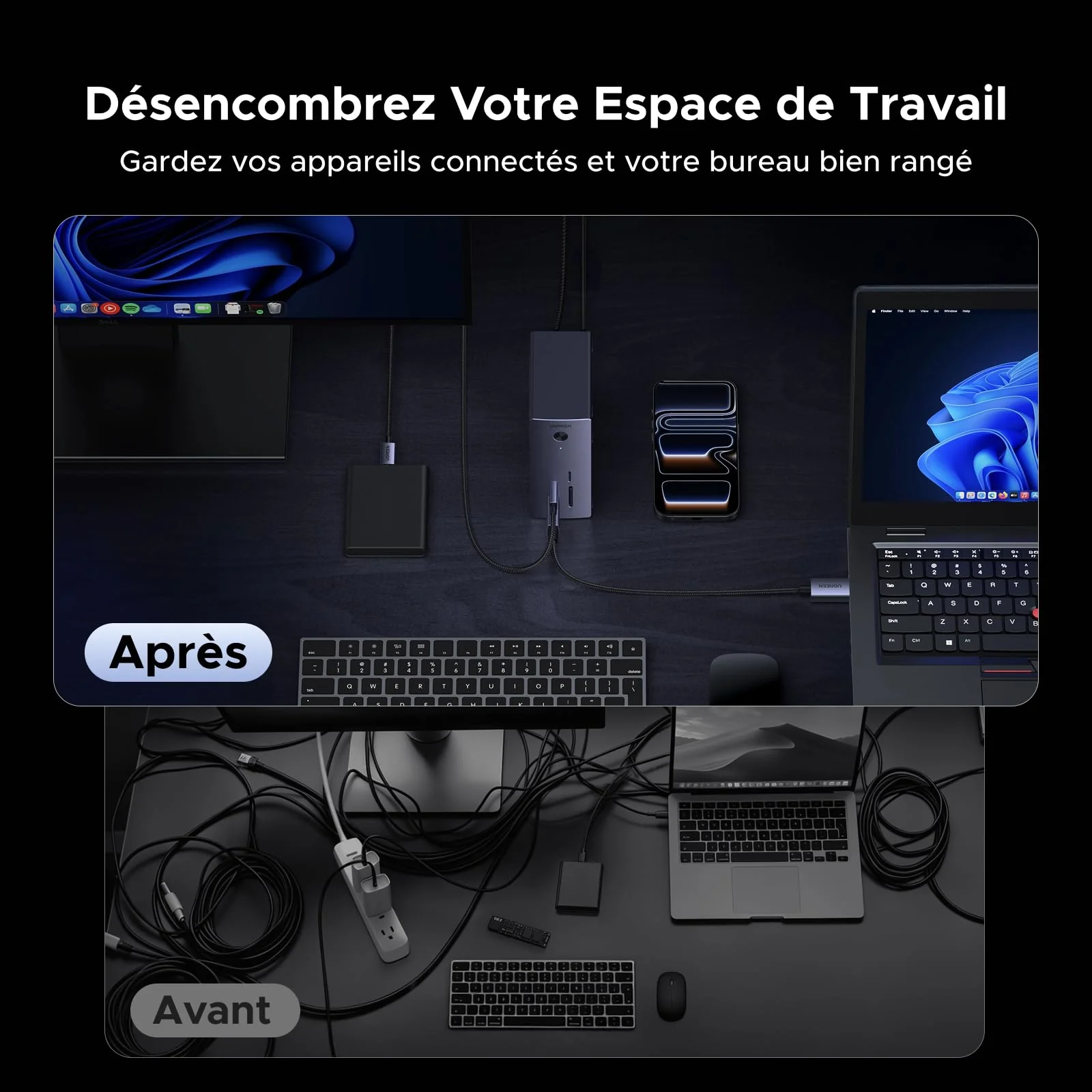 UGREEN Revodok Pro Station d’Accueil 10-en-1 (HDMI 4K@60Hz, USB 3.2 10 Gbps, PD 100 W) - Image 8