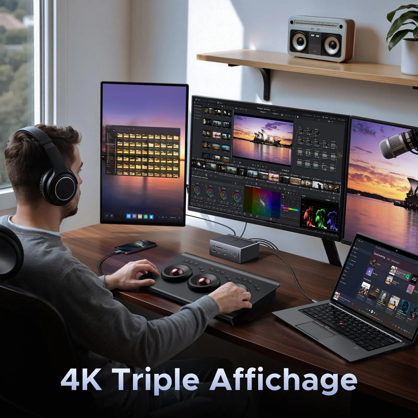 UGREEN Revodok Pro Station d’Accueil USB-C 14-en-1 (2 DP 4K@120Hz, HDMI 4K@60Hz, Triple Affichage, 10 Gbps, PD 100 W) - Image 3
