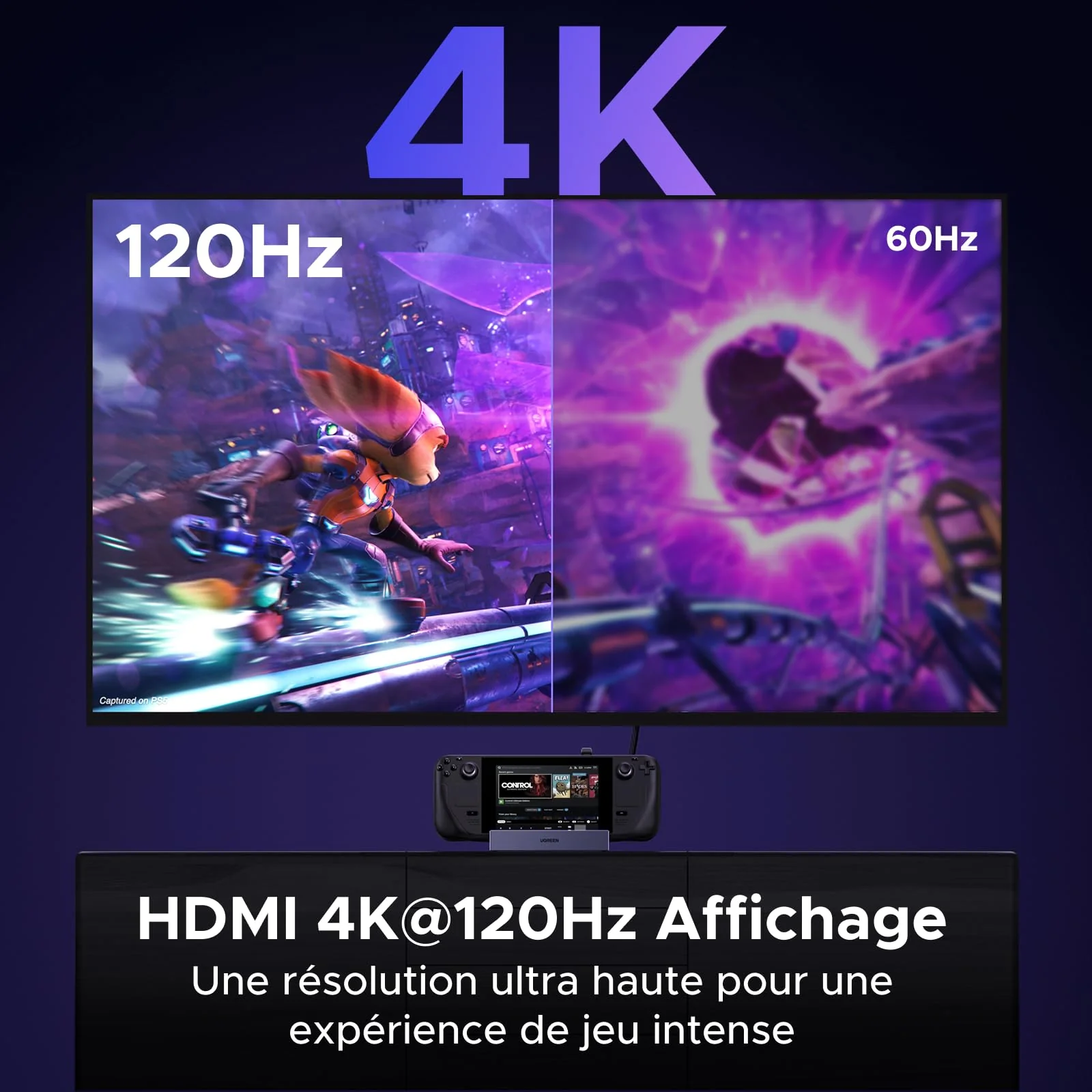 UGREEN Station d’Accueil 6-en-1 pour Steam Deck (4K@120Hz, Ethernet, 5 Gbps, PD 100 W) - Image 3
