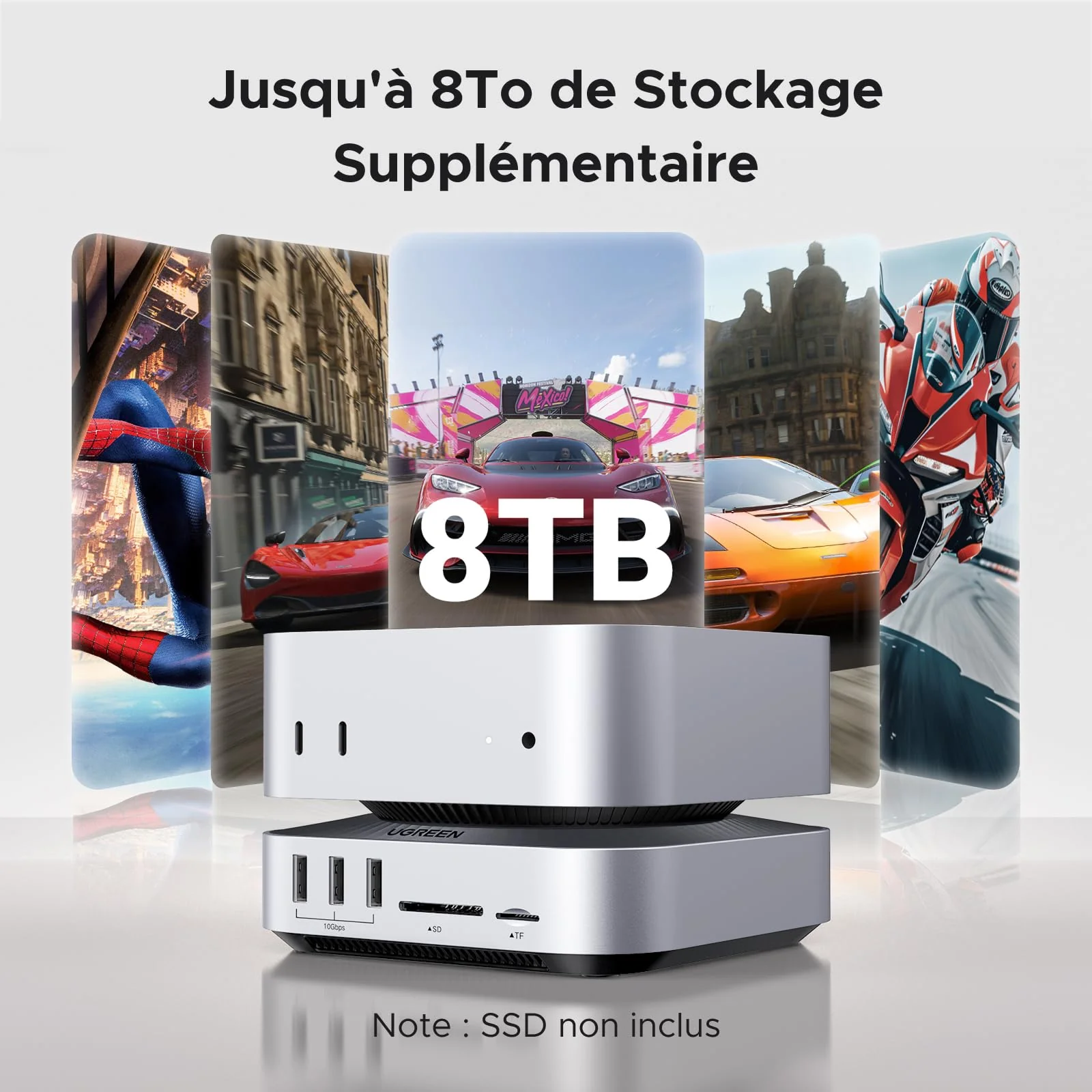 UGREEN Station d’Accueil pour Mac mini M4 10-en-1 (M.2 NVMe SSD, 40 Gbps, HDMI 8K@30Hz / 4K@144Hz) - Image 4
