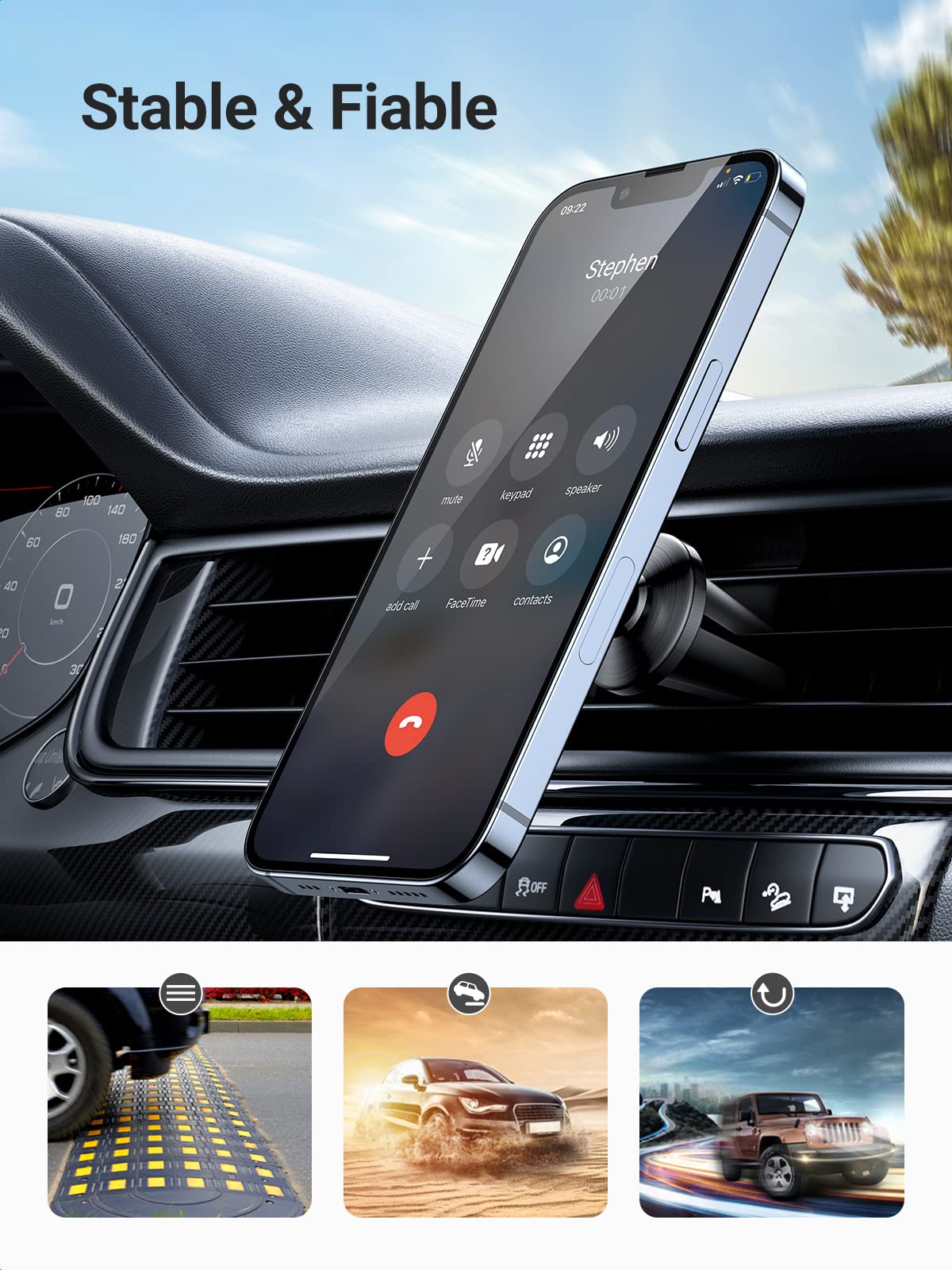 UGREEN Support Téléphone Portable Voiture Magnétique 4 Aimants Puissants Intégrés - Image 5
