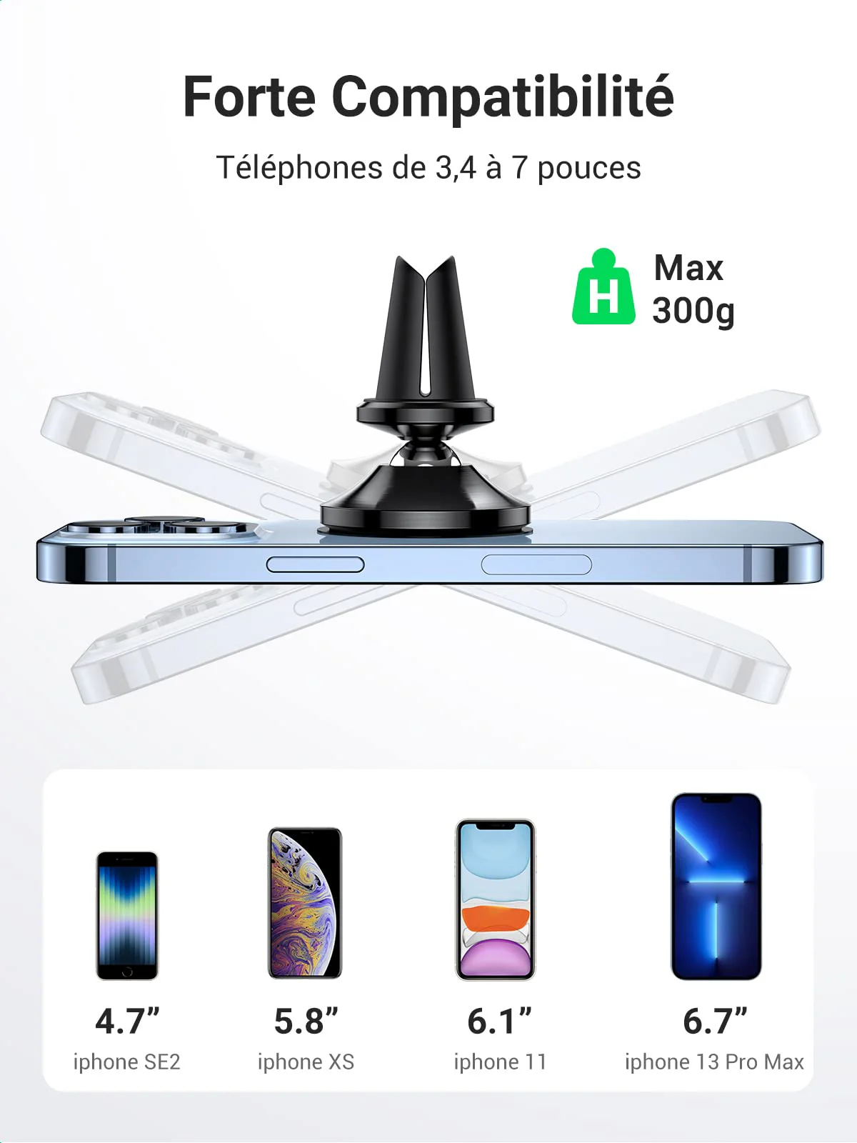 UGREEN Support Téléphone Portable Voiture Magnétique 4 Aimants Puissants Intégrés - Image 6