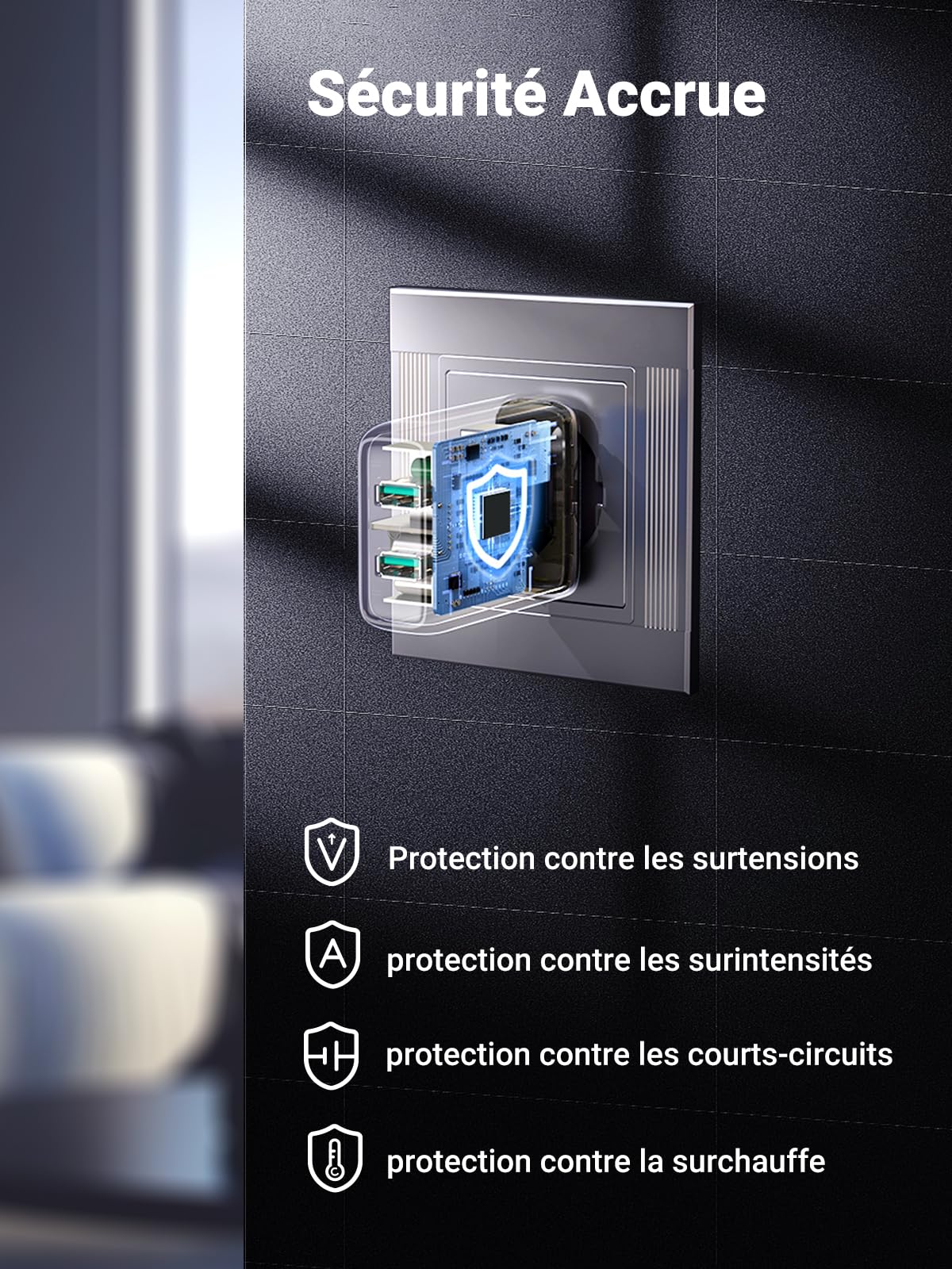 UGREEN 18W Quick Charge 3.0 Chargeur Secteur USB 2 Ports - Image 3