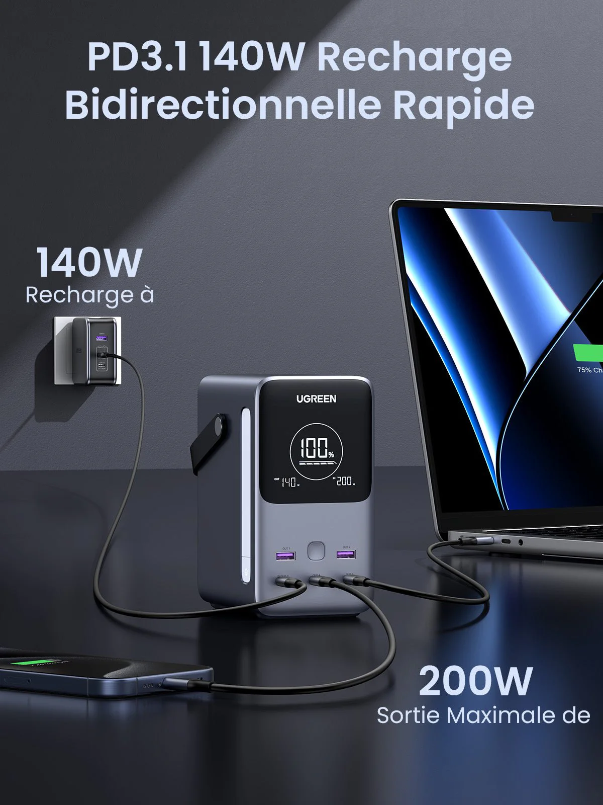 UGREEN 300W Batterie Externe Portable 48000mAh - Image 6
