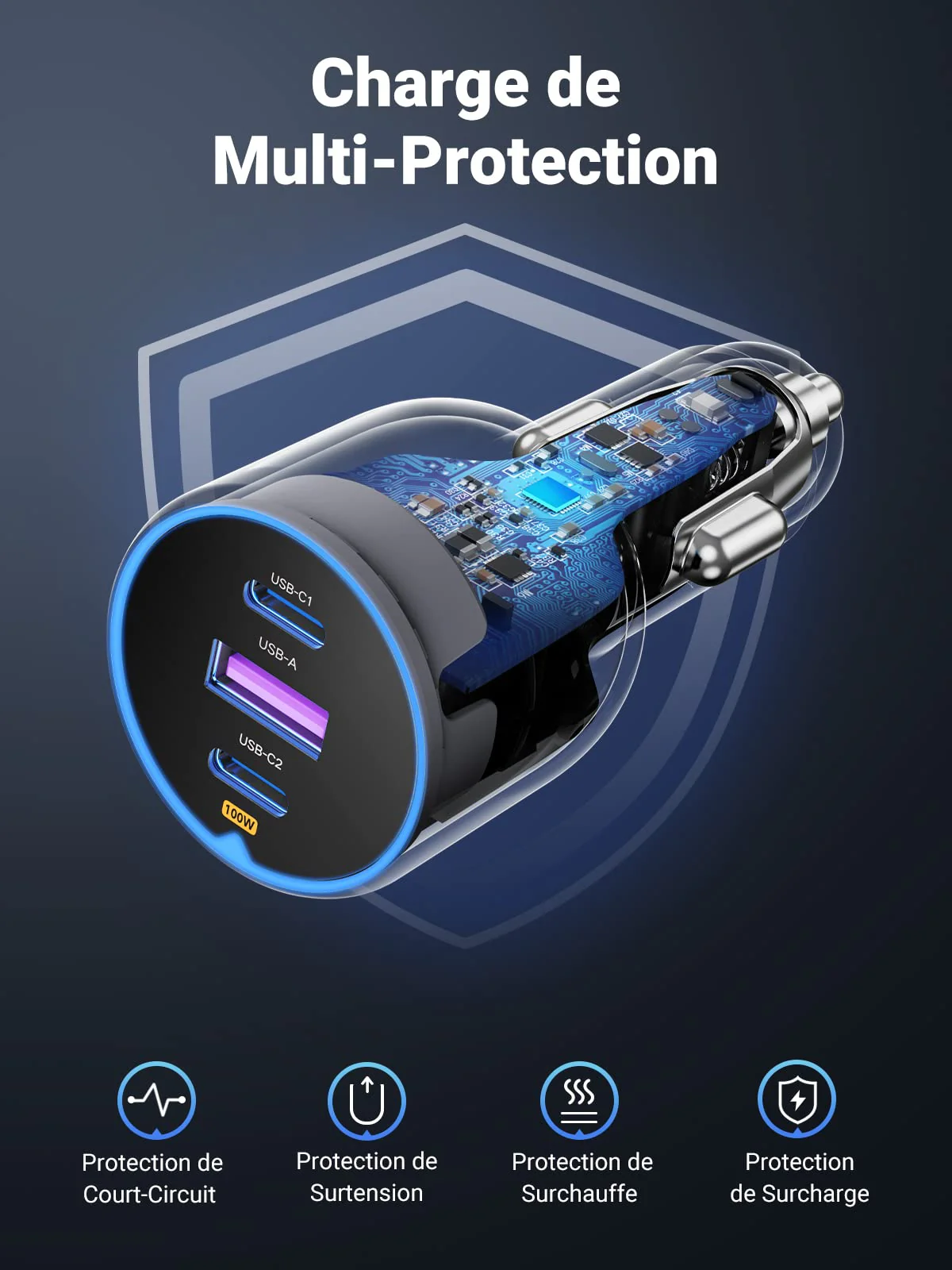 UGREEN 130W Chargeur Voiture USB C PD QC 3.0 - Image 6