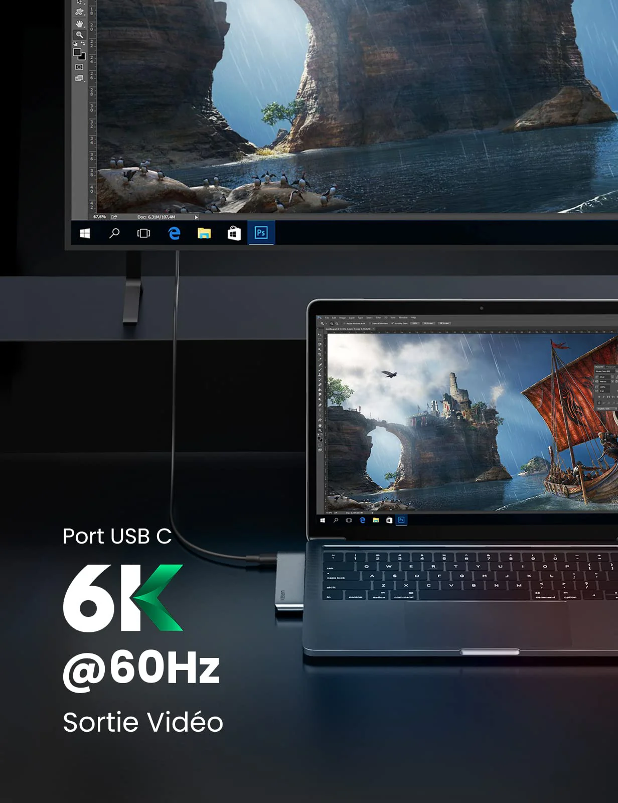 UGREEN Hub USB-C 6-en-2 Pour MacBook Pro - Image 4