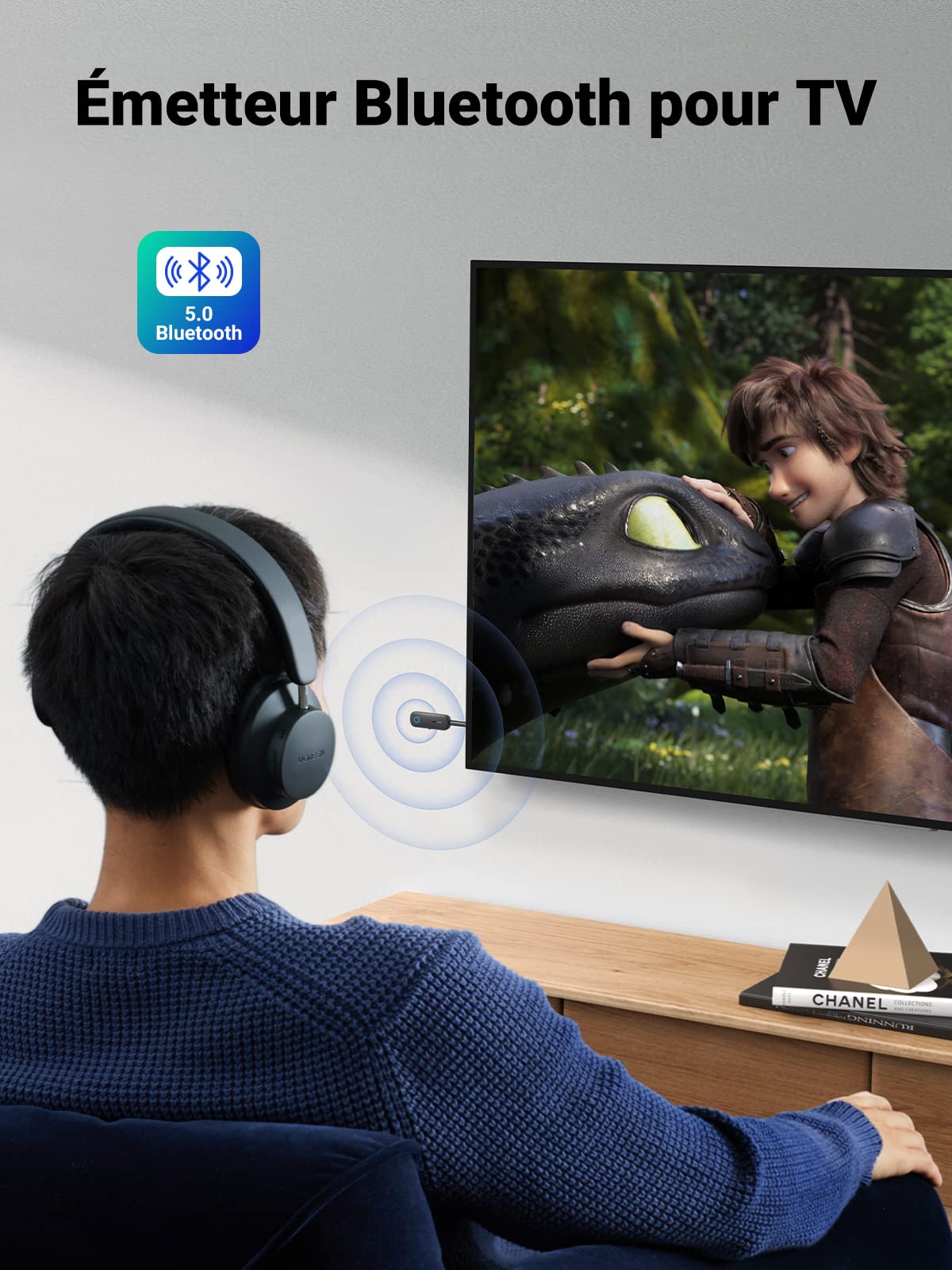 UGREEN Adaptateur Bluetooth 5.0 pour TV metteur Rcepteur 2 en 1 Bluetooth Jack AUX - Image 2