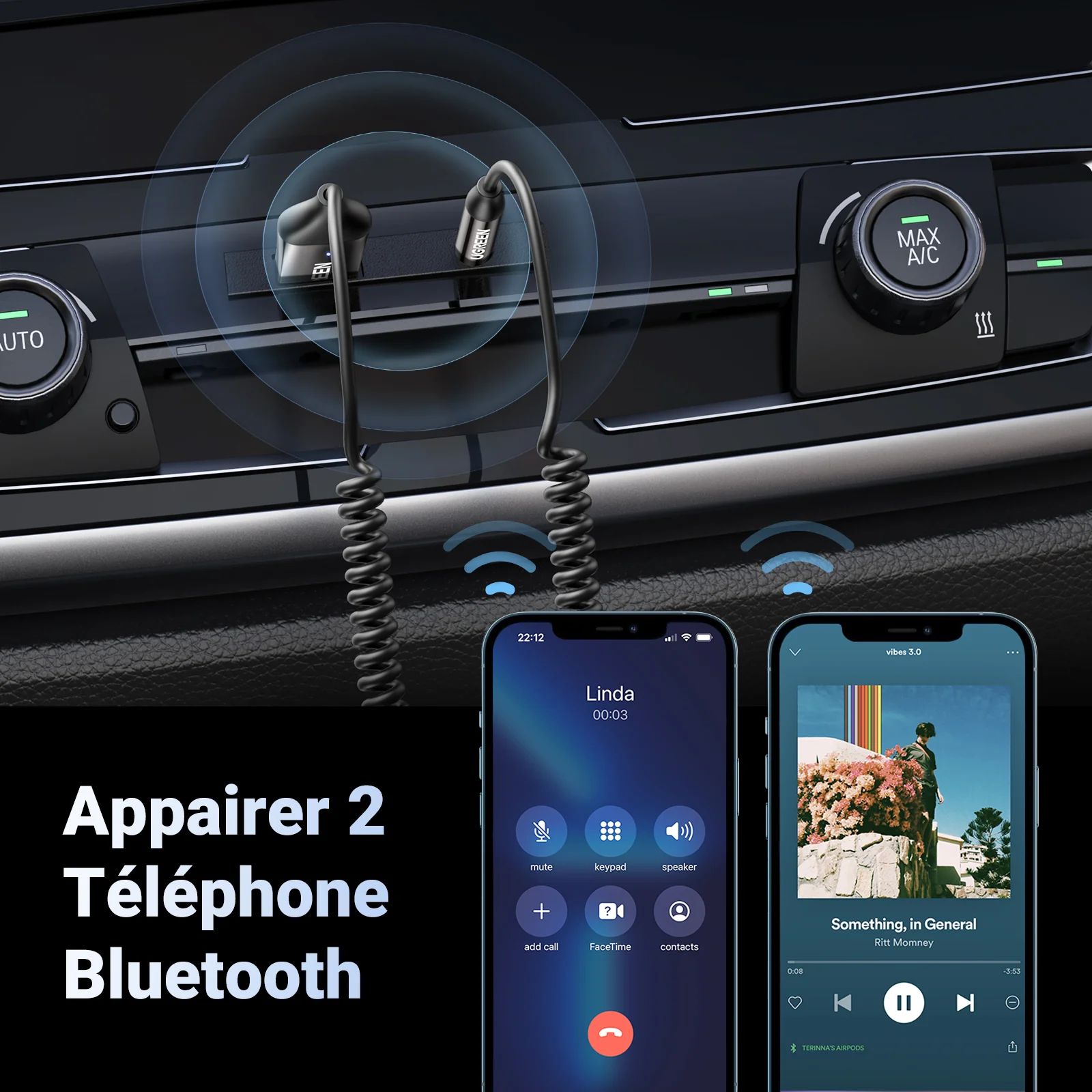 UGREEN Adaptateur 5.3 pour Voiture Jack R cepteur Bluetooth - Image 5
