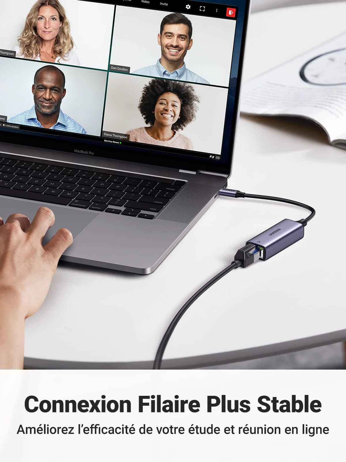 UGREEN Adaptateur USB C vers Ethernet Thunderbolt 3 4 RJ45 Rseau Gigabit en Aluminium - Image 3