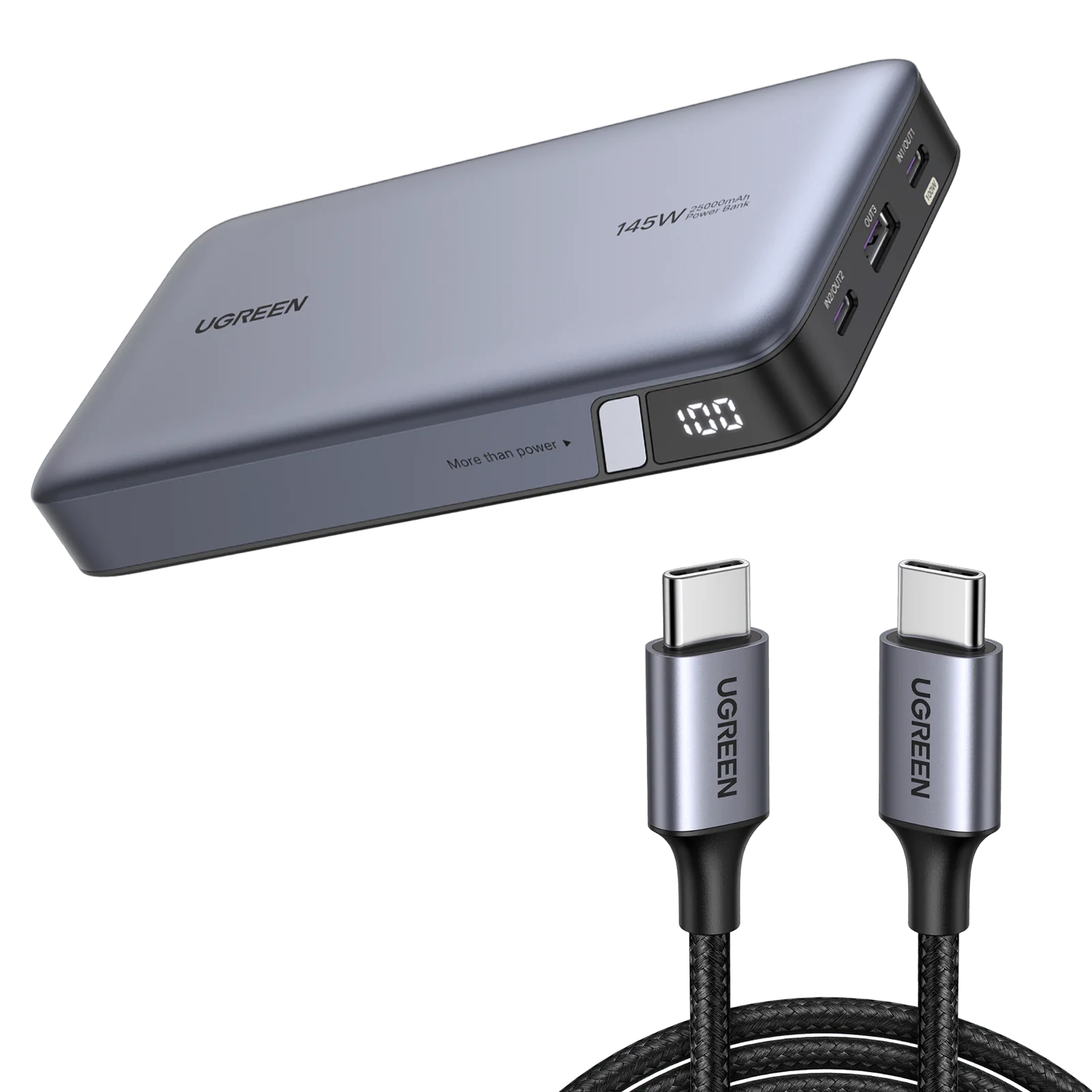 UGREEN Kit: Batterie Externe Portable 25000mAh 145W avec Câble USB C 100W