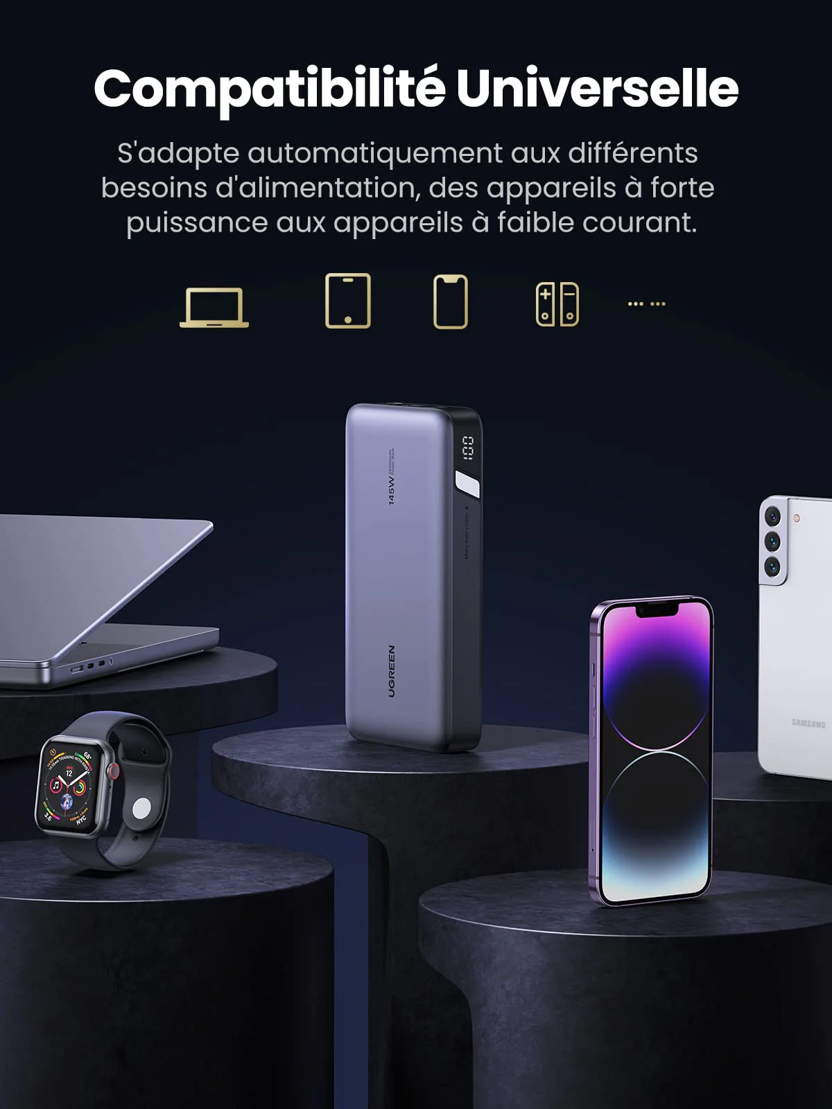 UGREEN Kit: Batterie Externe Portable 25000mAh 145W avec Câble USB C 100W - Image 3