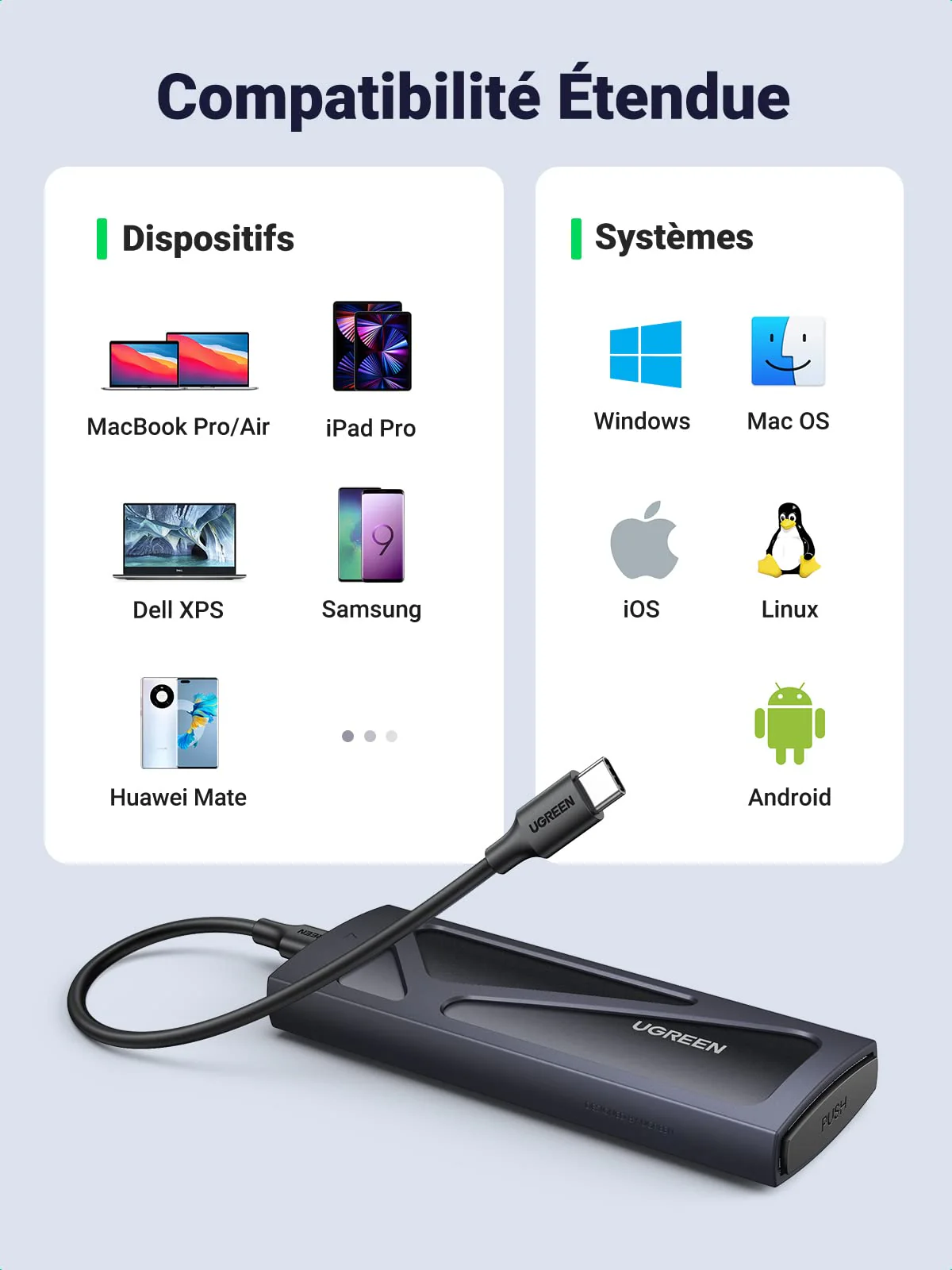 UGREEN Boîtier M.2 SSD NVMe 10 Gbps USB 3.2 Gen 2 Adaptateur - Image 5