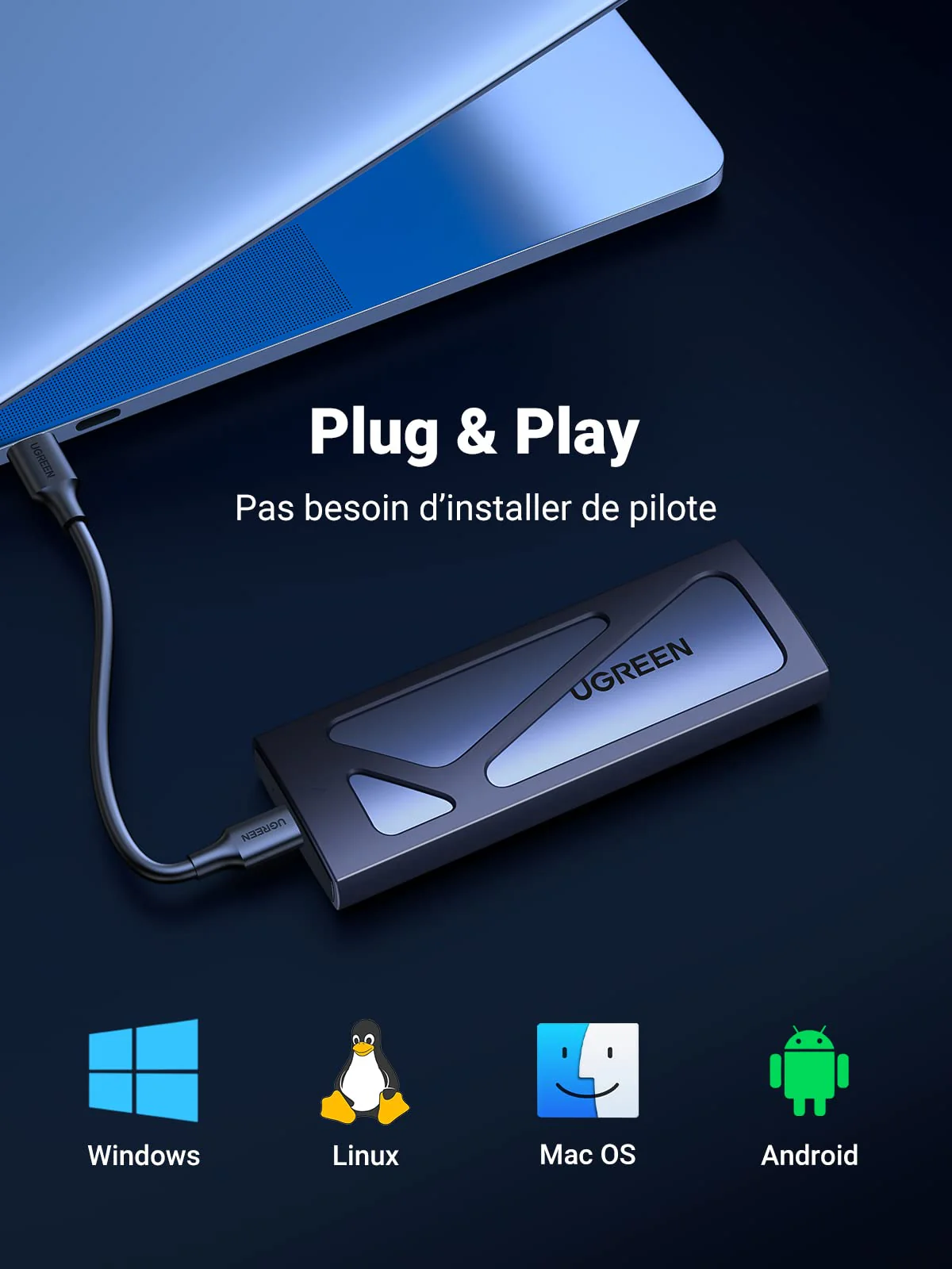 UGREEN Boîtier M.2 SSD NVMe USB 3.2 Gen 2 10 Gbps Adaptateur - Image 4