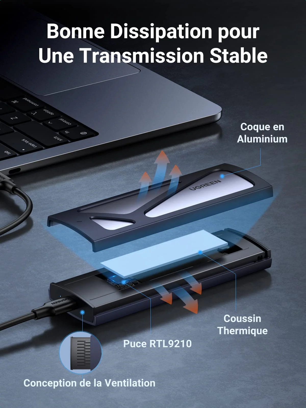 UGREEN Boîtier M.2 SSD NVMe USB 3.2 Gen 2 10 Gbps Adaptateur - Image 5