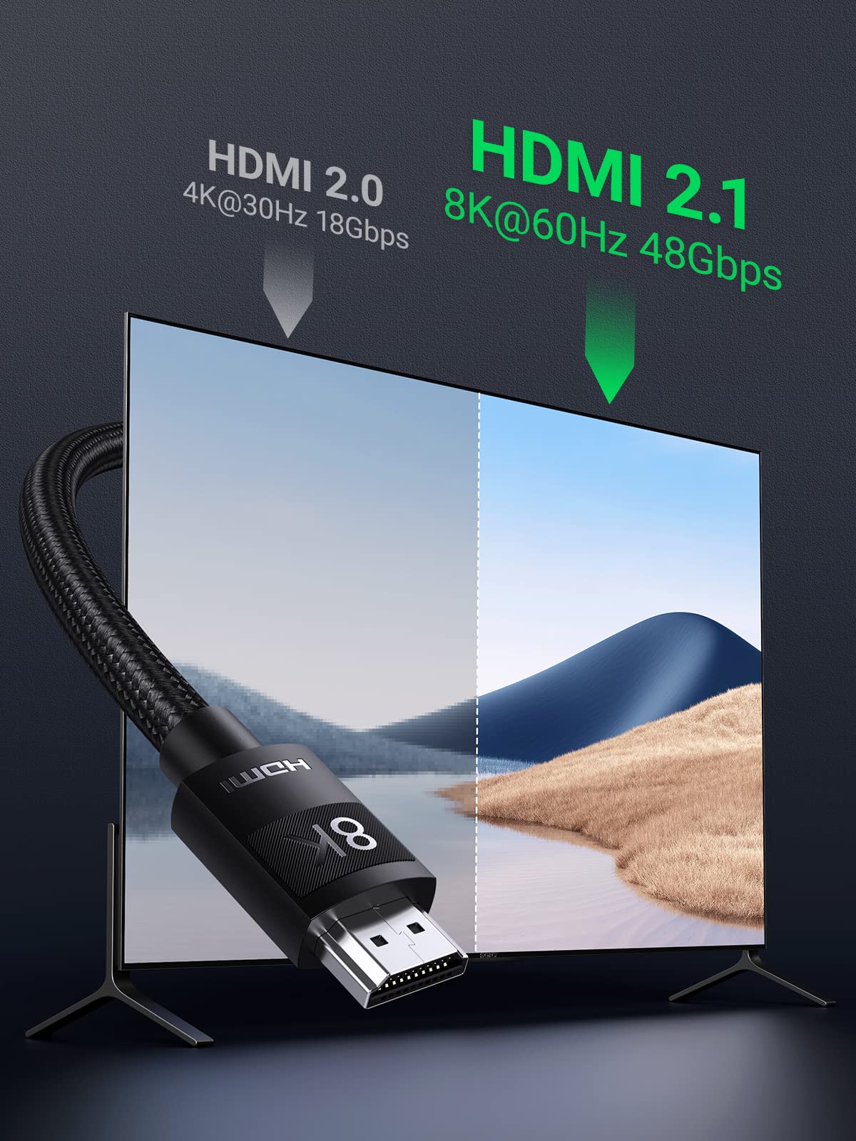 UGREEN Cable HDMI 2.1 8K 60Hz 4K 120Hz UHD Haute Vitesse 48 Gbps - Image 2