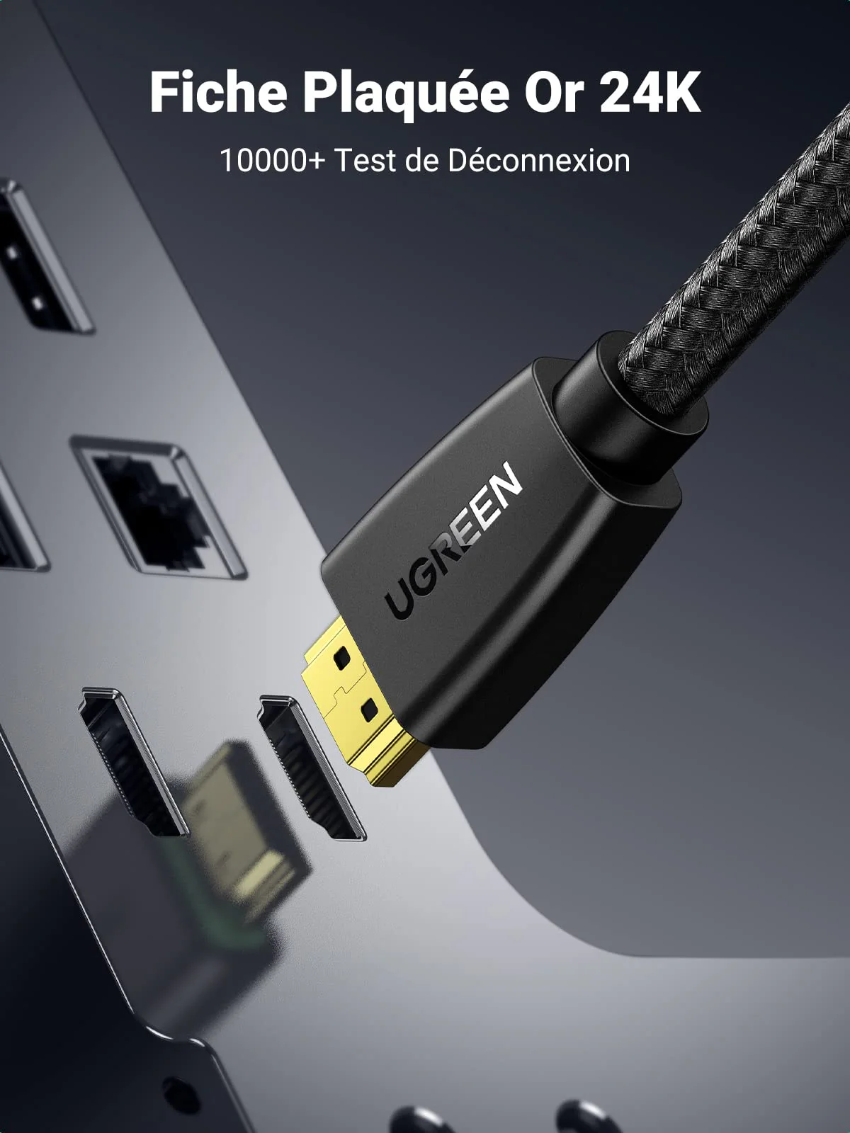 UGREEN Cable HDMI 4K Ultra HD Cordon HDMI 2.0 Haute Vitesse par Ethernet en Nylon Tress - Image 3