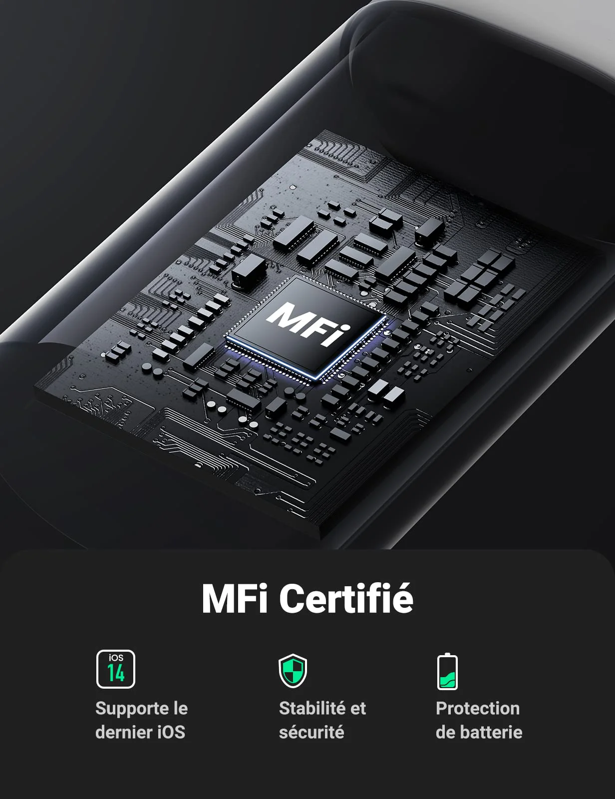 UGREEN Cable Lightning vers USB C MFi Certifi Chargeur iPhone Rapide - Image 3
