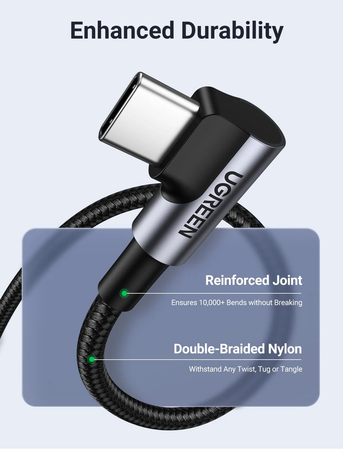 UGREEN Cable USB C vers USB C 100W Type C Alimentation 5A en Nylon Tress - Image 7