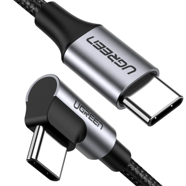 UGREEN Câble USB C vers USB C Coudé PD 60W Type C 90 Degrés Nylon Tressé