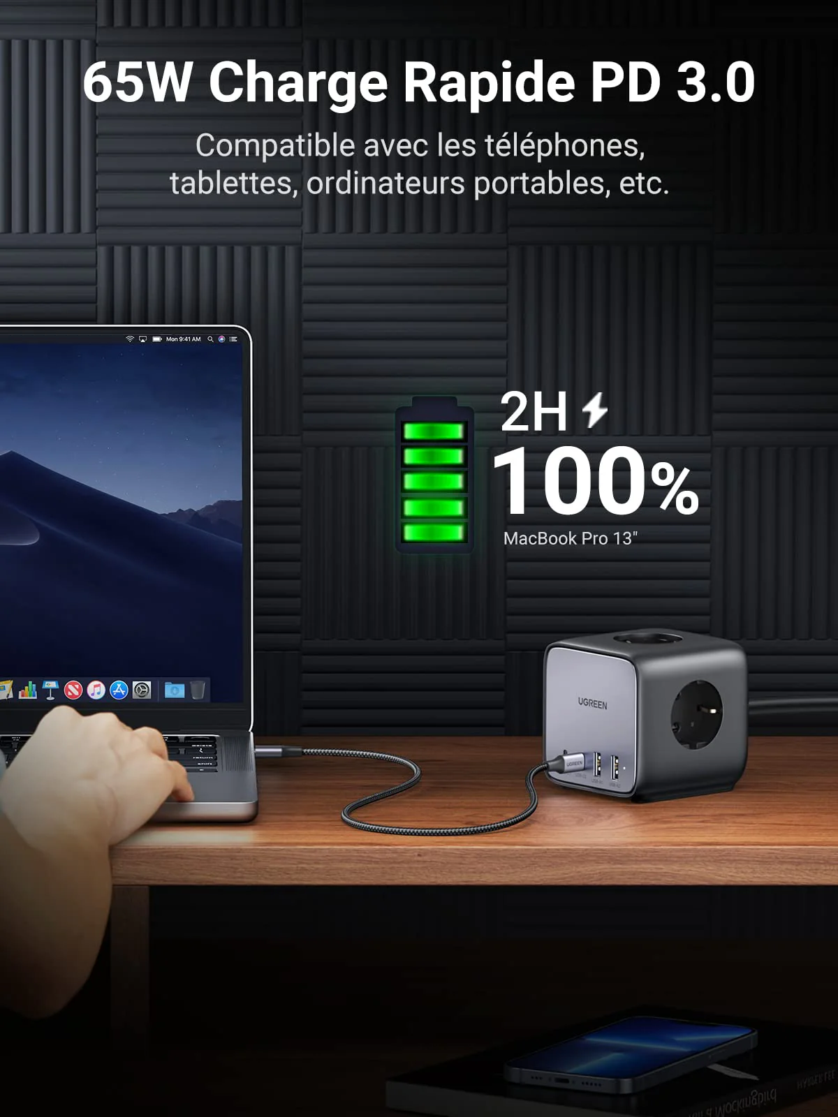 UGREEN DigiNest Cube 7 en 1 Multiprise USB Cube 3 Prises - Image 3