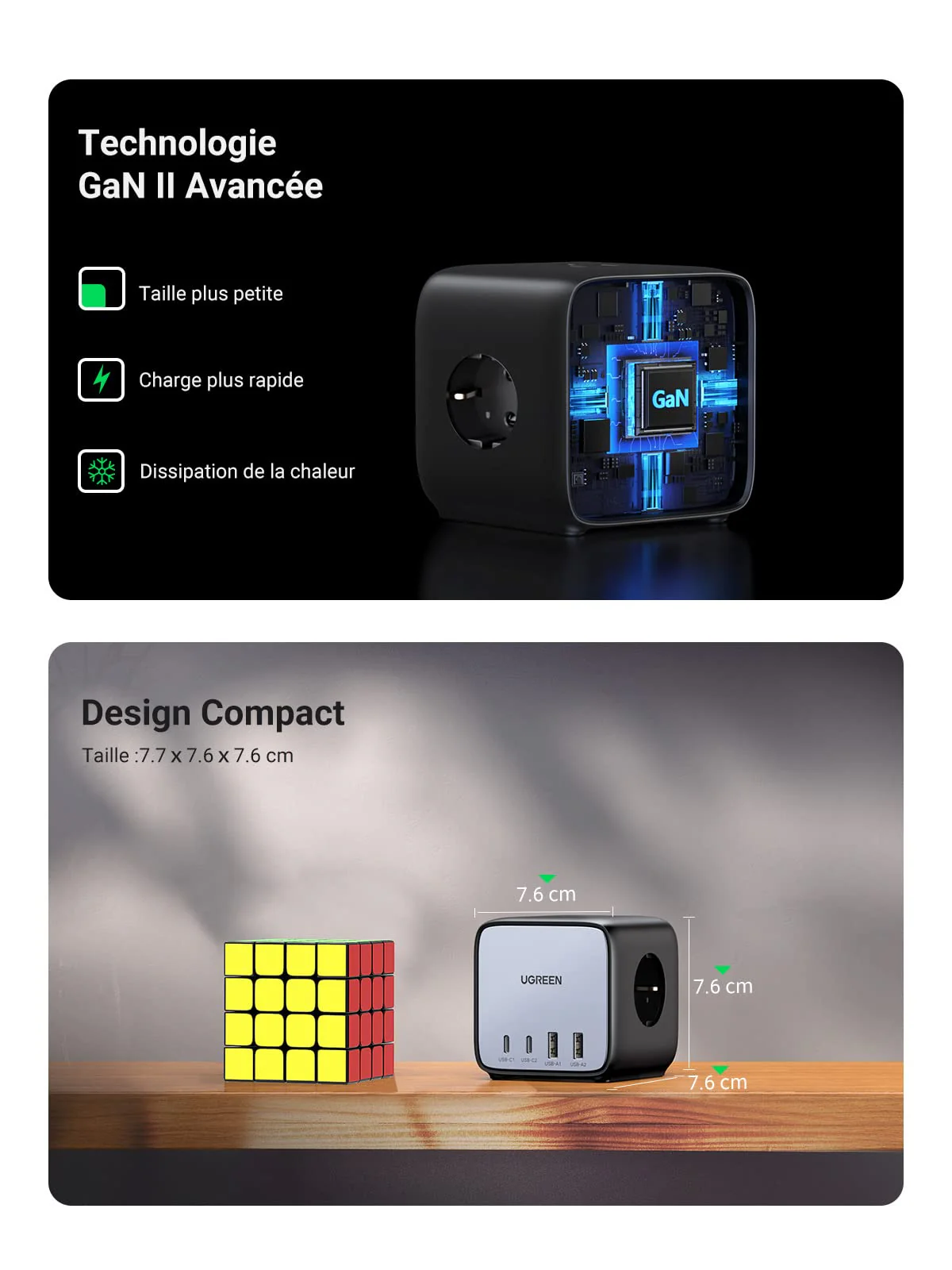 UGREEN DigiNest Cube 7 en 1 Multiprise USB Cube 3 Prises - Image 5