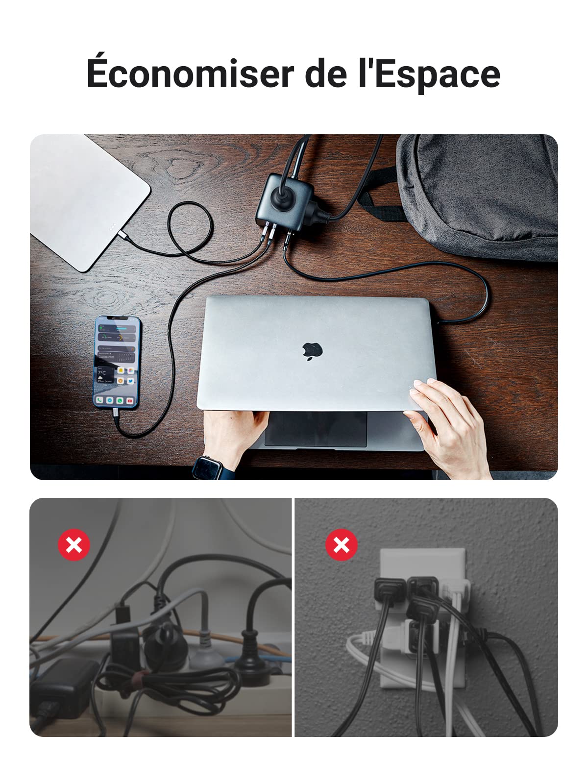 UGREEN DigiNest Cube 7 en 1 Multiprise USB Cube 3 Prises - Image 7
