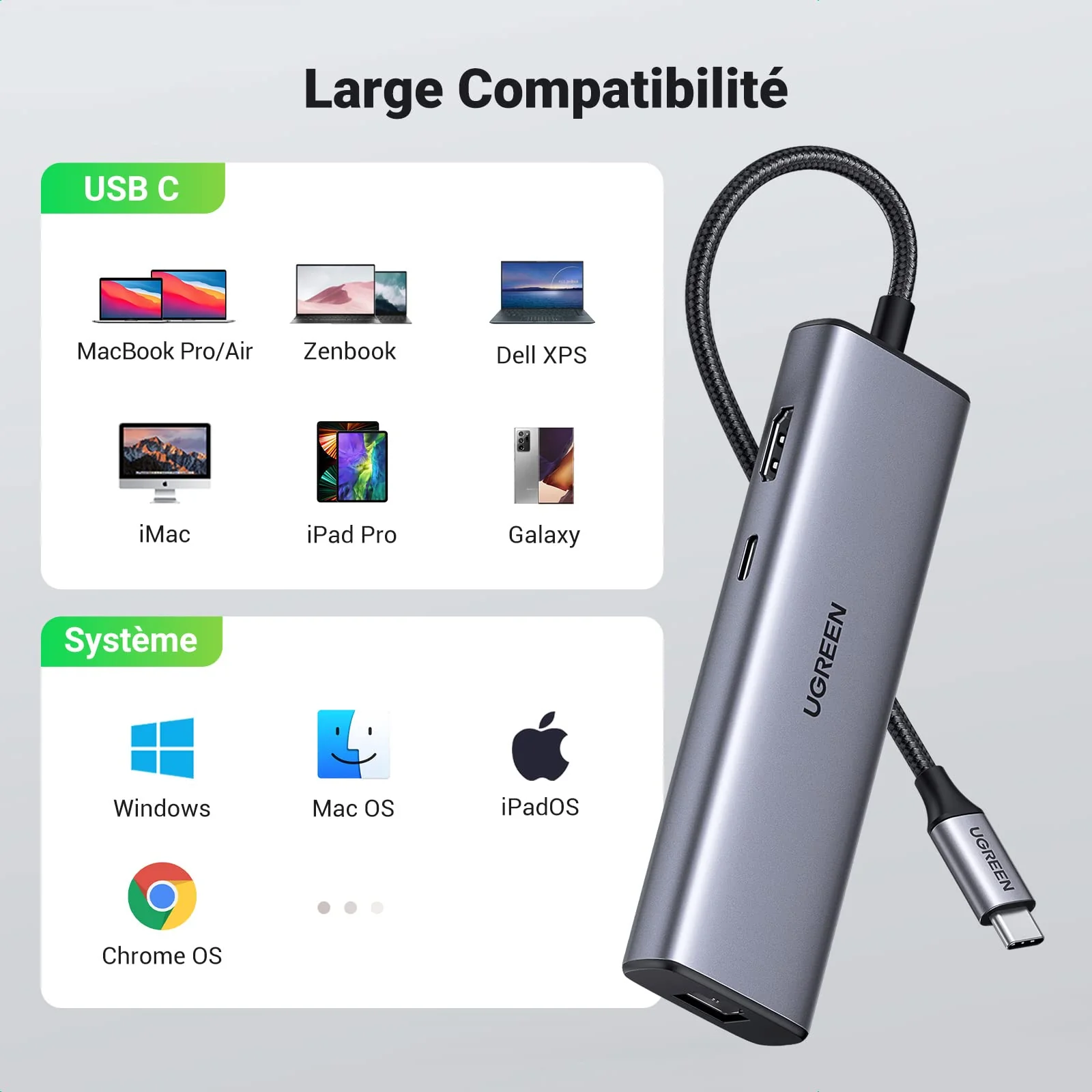 UGREEN Hub USB-C 7-en-1 ( HDMI 4K, PD 100W ) - Image 7