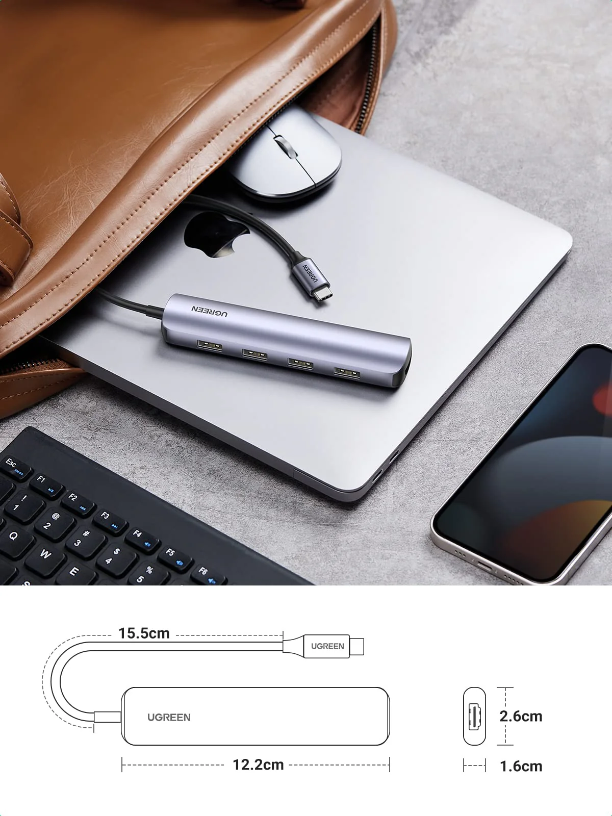 UGREEN Hub USB-C 5-en-1 (HDMI 4K@30Hz, 4 USB 3.0) - Image 7