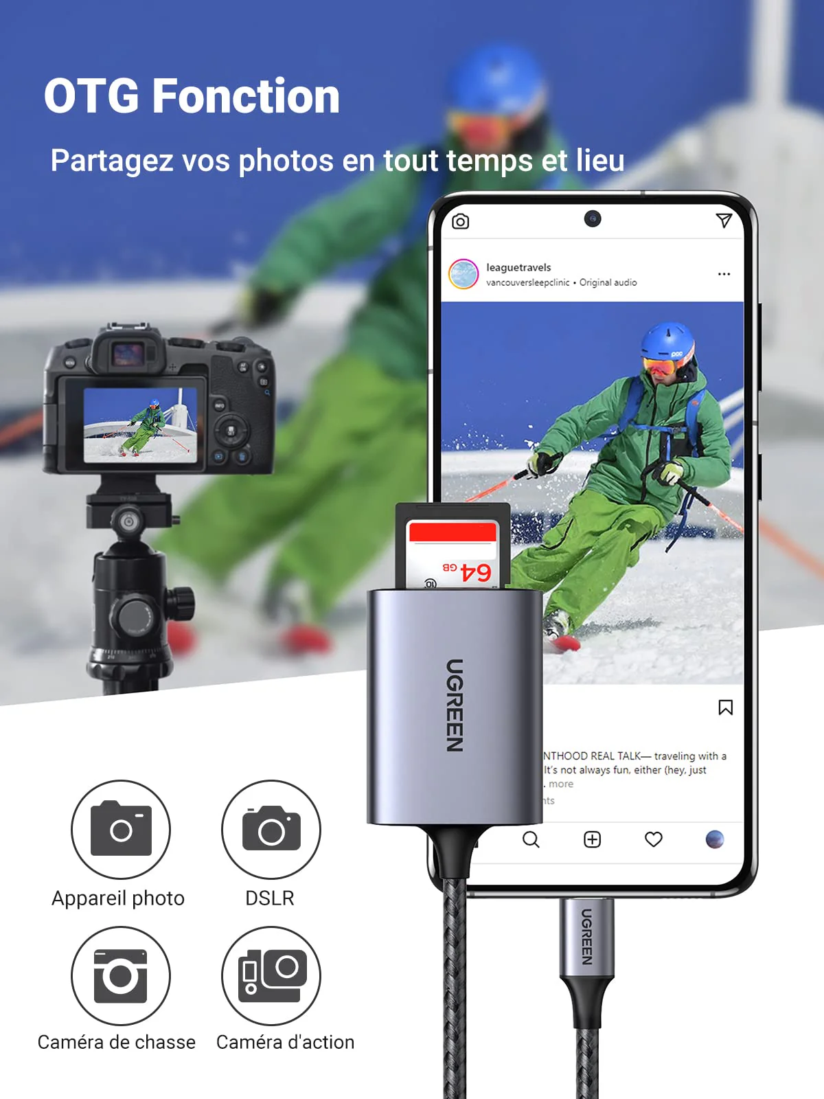 UGREEN Lecteur de Carte SD USB C Adaptateur USB C 3.1 SD TF 5Gbps - Image 4