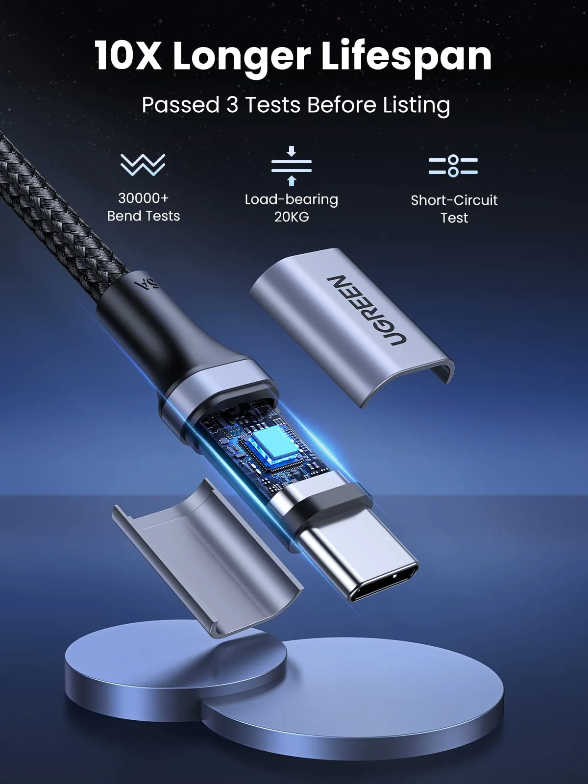 UGREEN Lot de 2 Câble USB C vers USB C Nylon Tressé PD 100W - Image 6