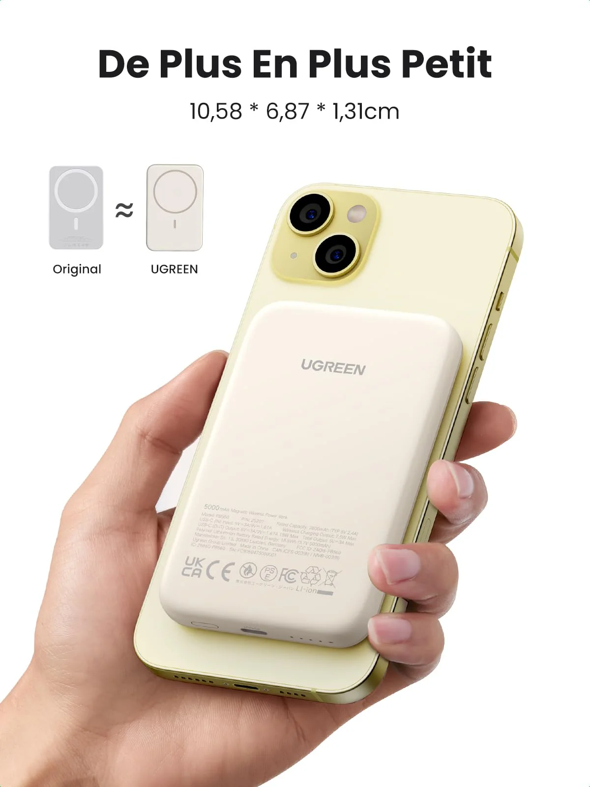 UGREEN Mini Batterie Externe Magnétique sans Fil 5000mAh 15W USB C - Image 3