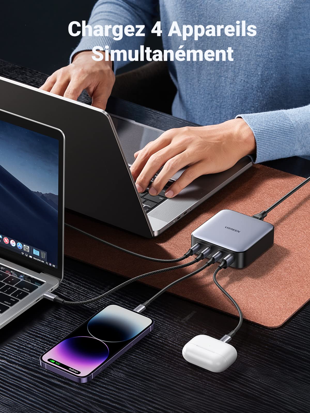 UGREEN Nexode 100W Chargeur USB C 4 Ports chargeur de bureau - Image 3