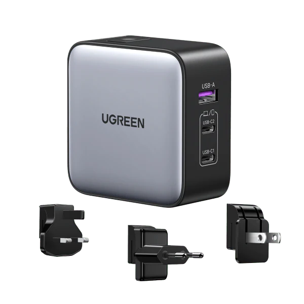 UGREEN Nexode 65W GaN Chargeur USB C 3 Ports (prises US/UK/EU)