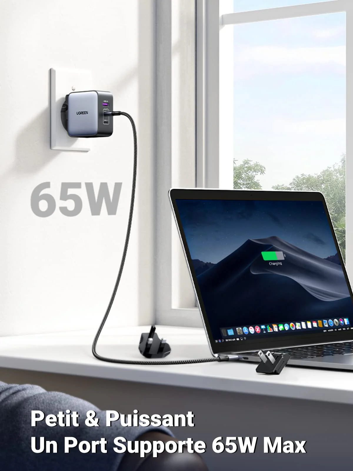 UGREEN Nexode 65W GaN Chargeur USB C 3 Ports (prises US/UK/EU) - Image 2