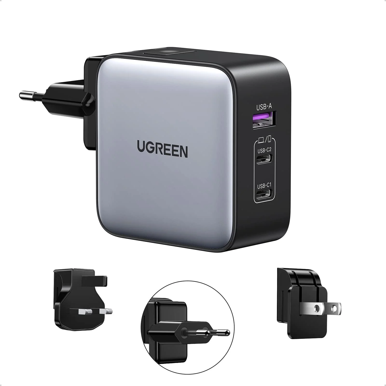 UGREEN Nexode 65W GaN Chargeur USB C 3 Ports (prises US/UK/EU) - Image 8