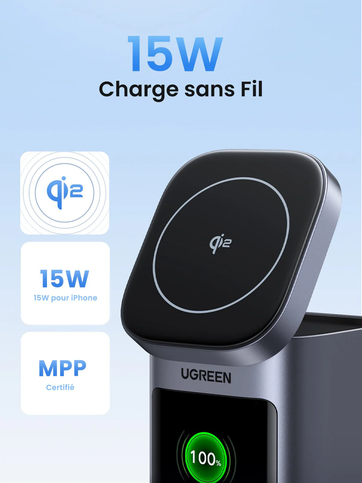 UGREEN Nexode Batterie Externe 20000mAh 145W Certifié Qi2 - Image 3