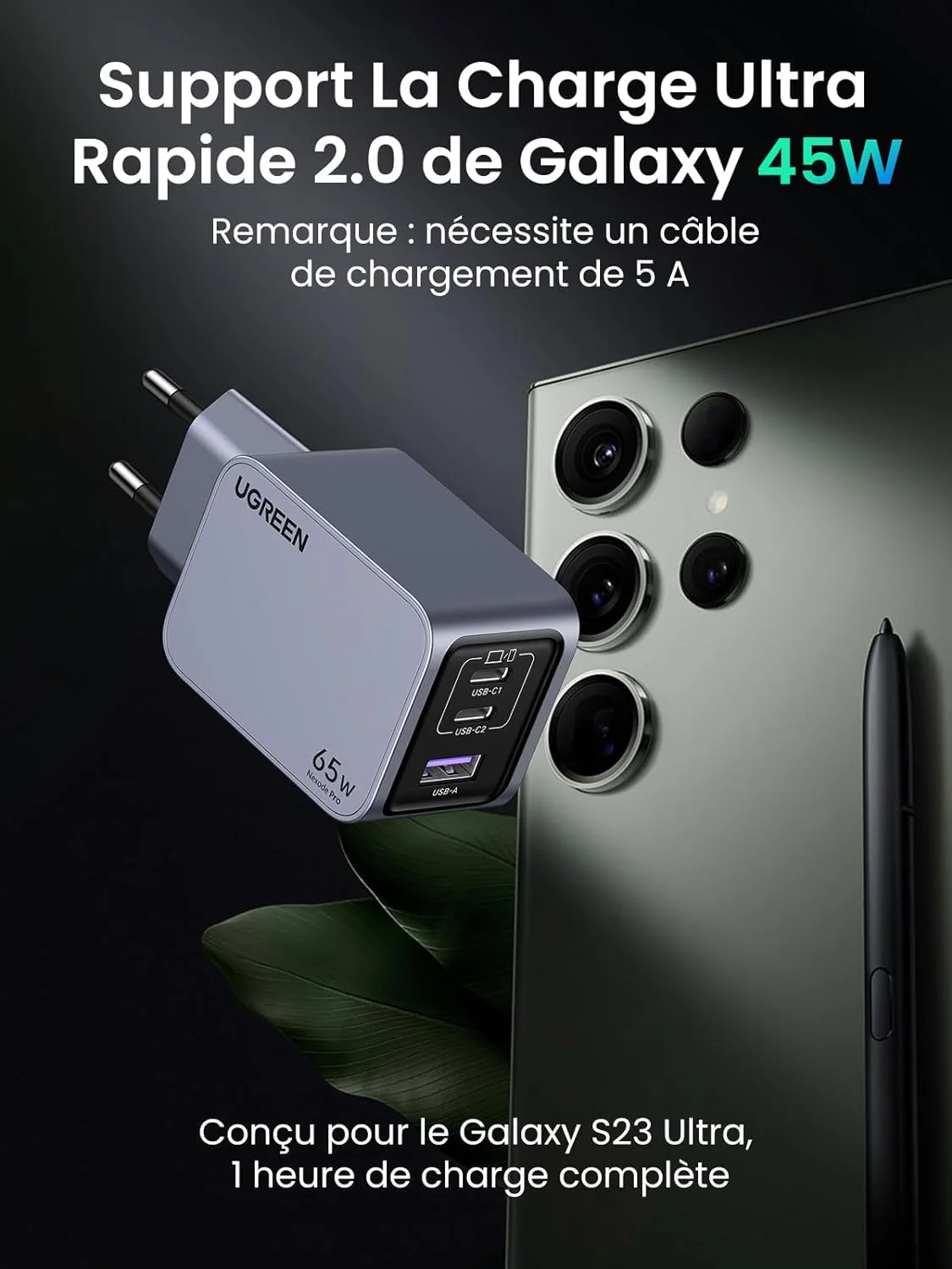 UGREEN Nexode Pro 65W 3 Port GaN Fast Chargeur - Image 7