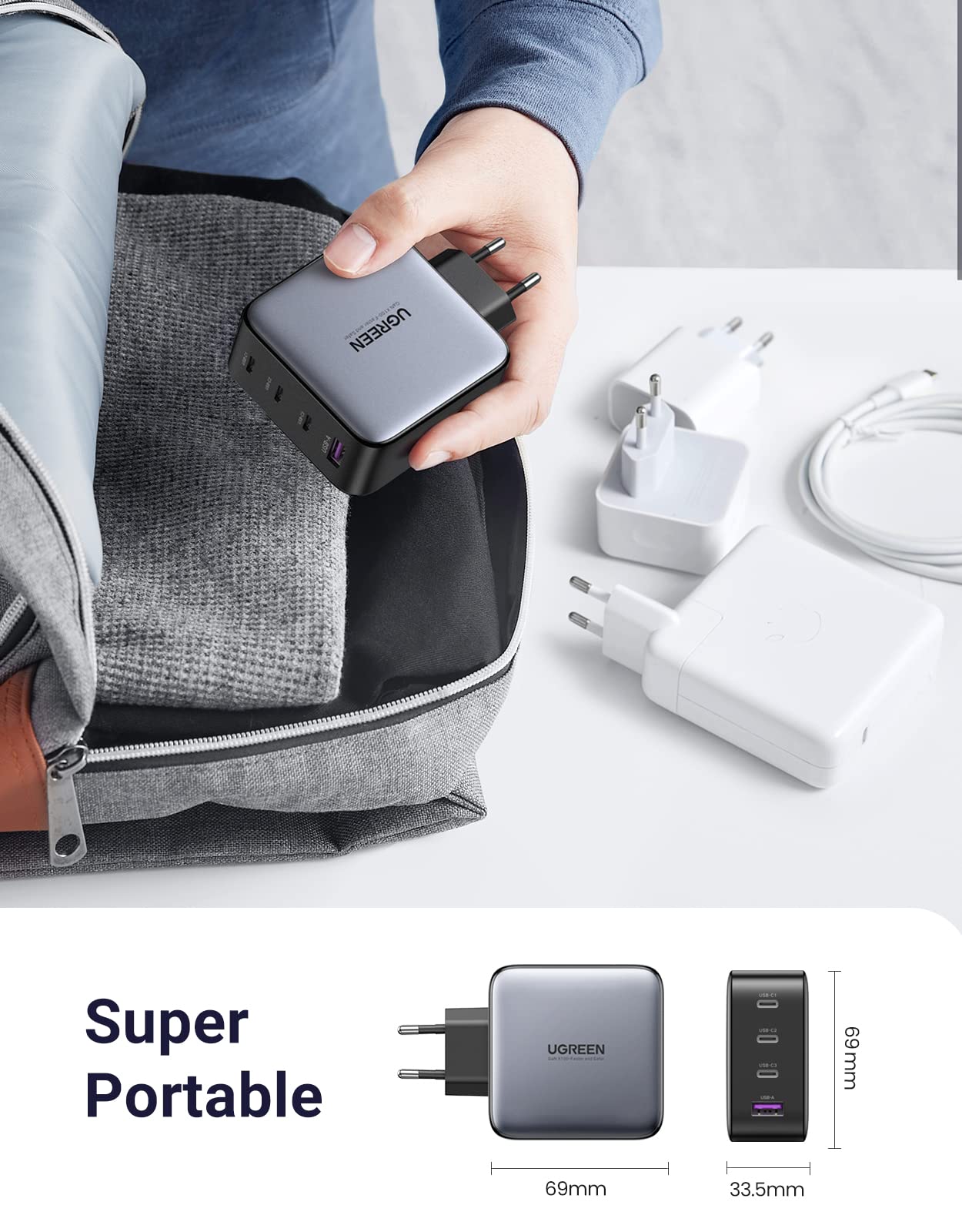 UGREEN Pack de Charge : Chargeur 100 W 4 ports + 2 câbles USB-C - Image 6