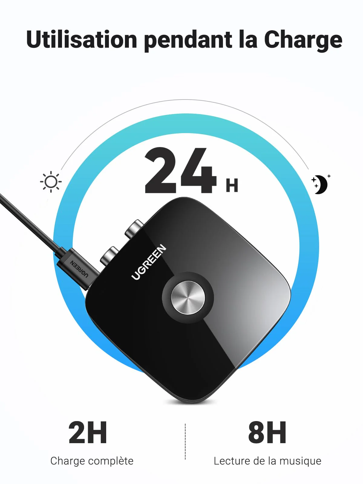 UGREEN Récepteur Bluetooth 5.0 Adaptateur Bluetooth HiFi sans Fil EDR Technologie avec 3.5mm - Image 5