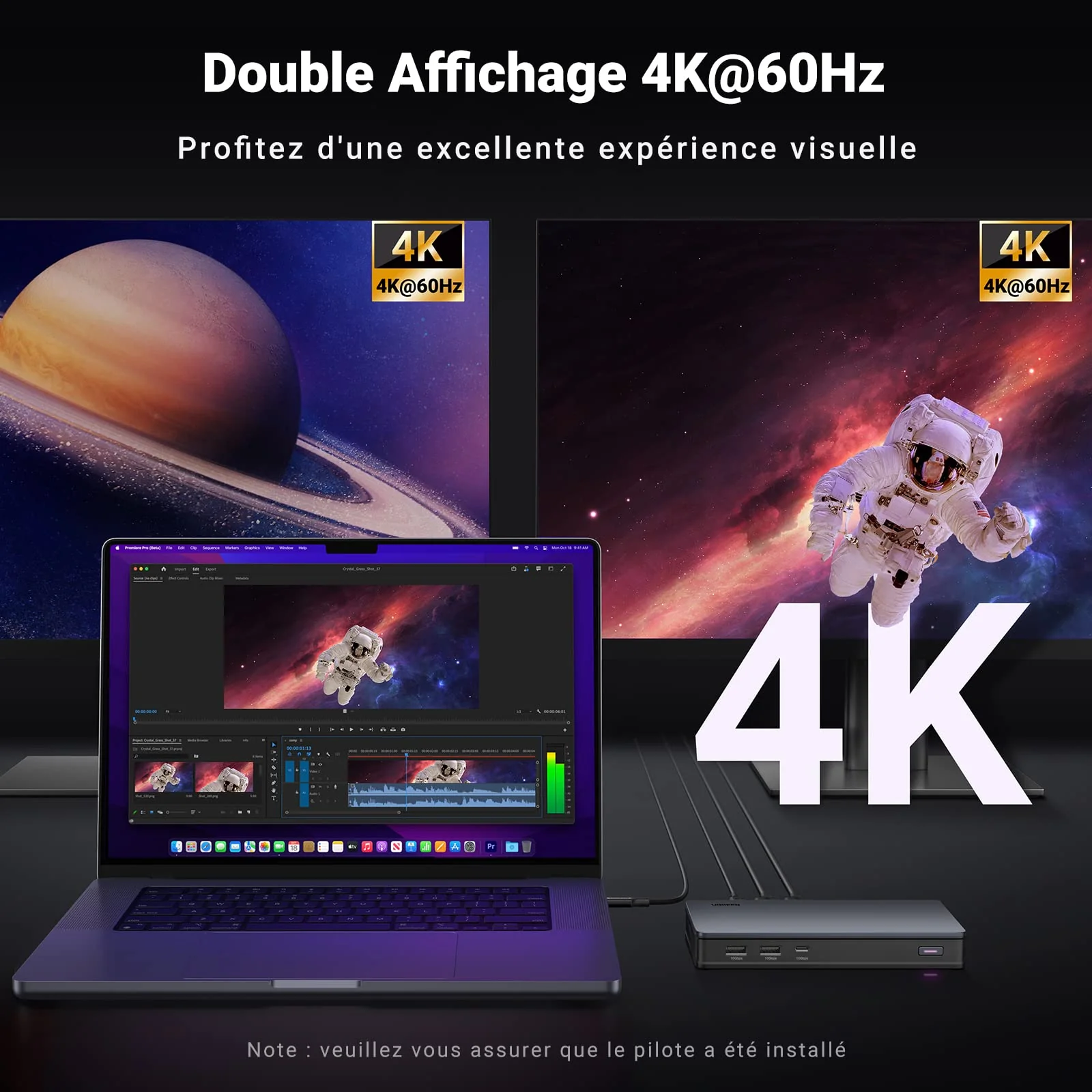 UGREEN Revodok Pro 209 Station d'accueil USB C 9 en 1 (4K60Hz Double HDMI 10Gbps) - Image 5