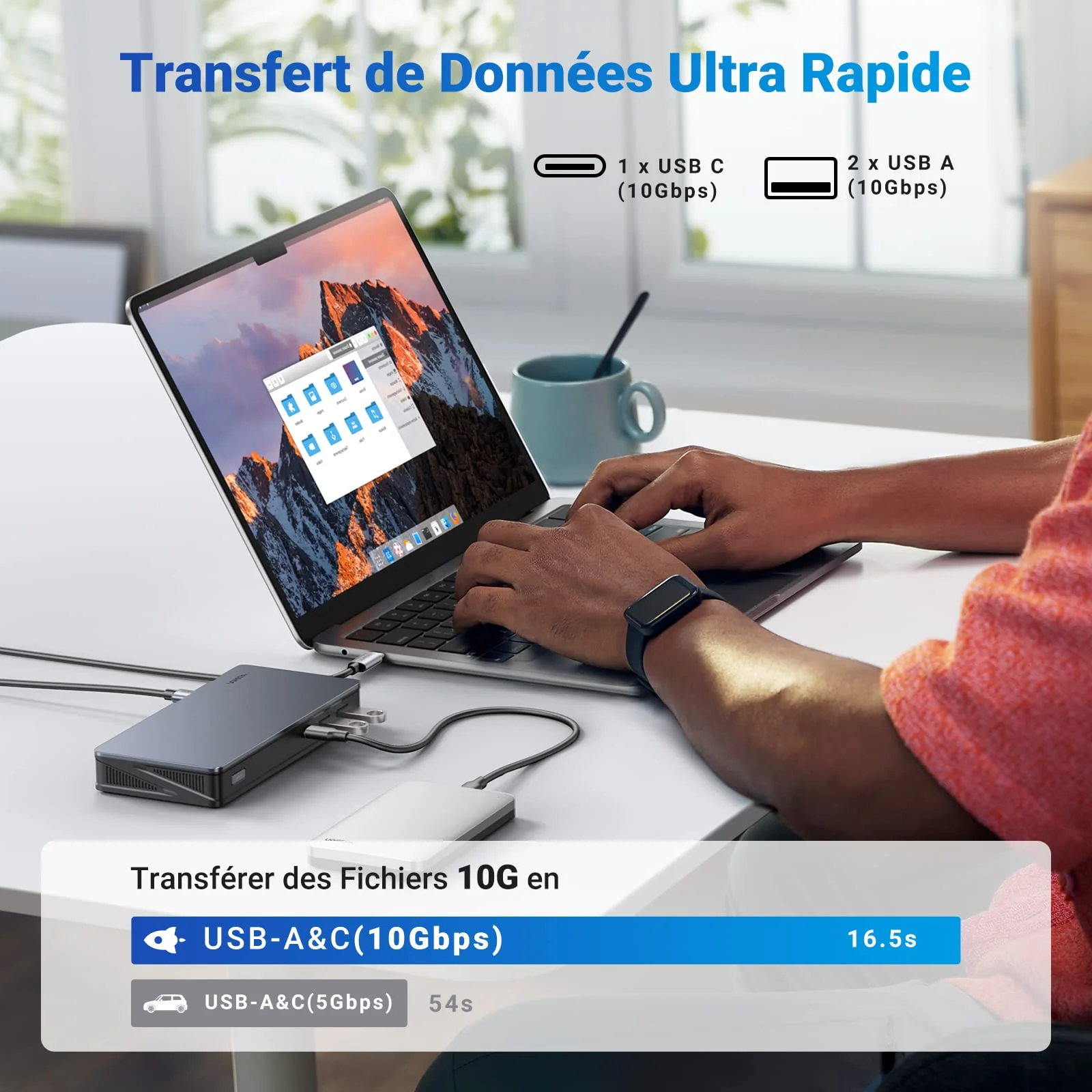 UGREEN Revodok Pro 209 Station d'accueil USB C 9 en 1 (4K60Hz Double HDMI 10Gbps) - Image 6