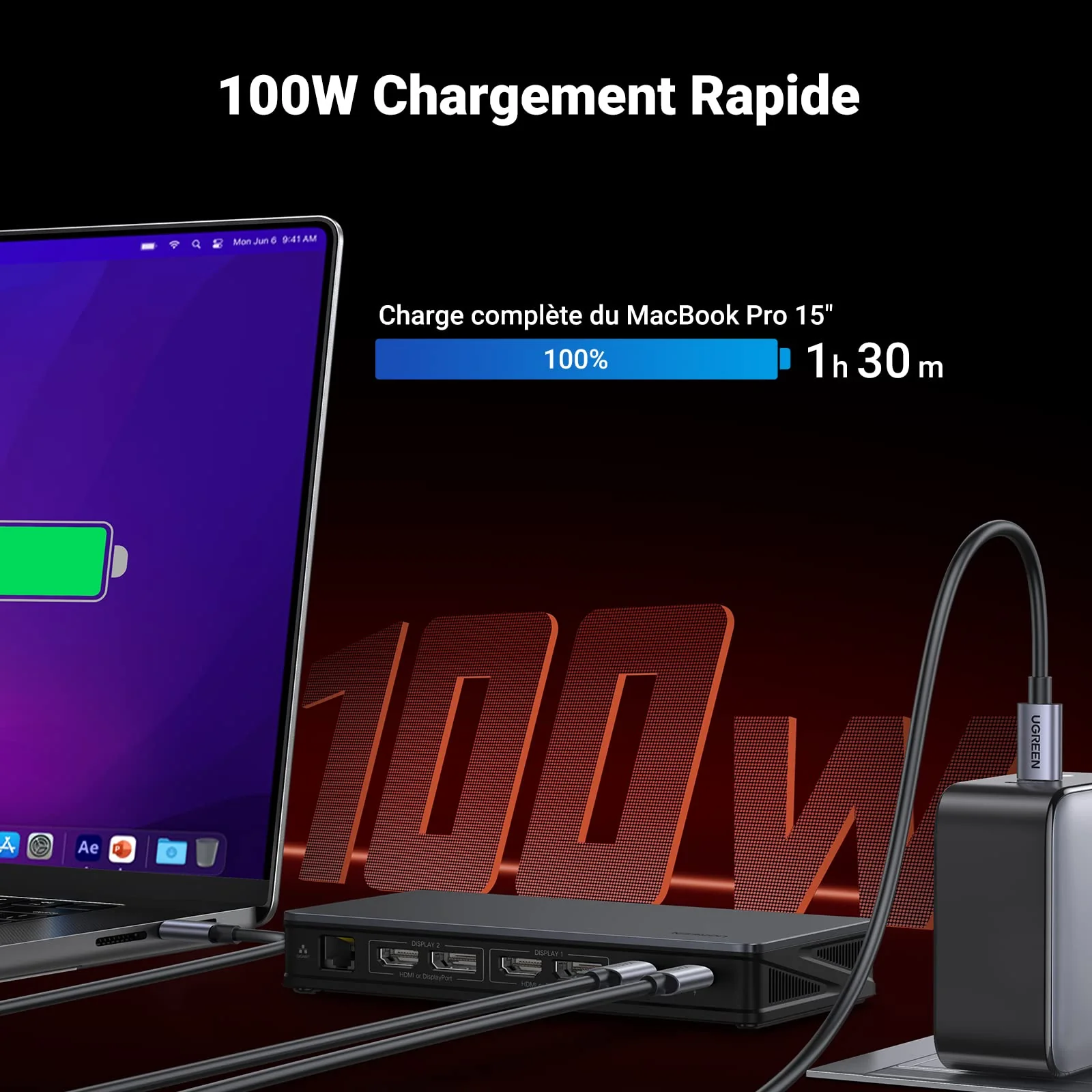 UGREEN Revodok Pro 209 Station d'accueil USB C 9 en 1 (4K60Hz Double HDMI 10Gbps) - Image 7