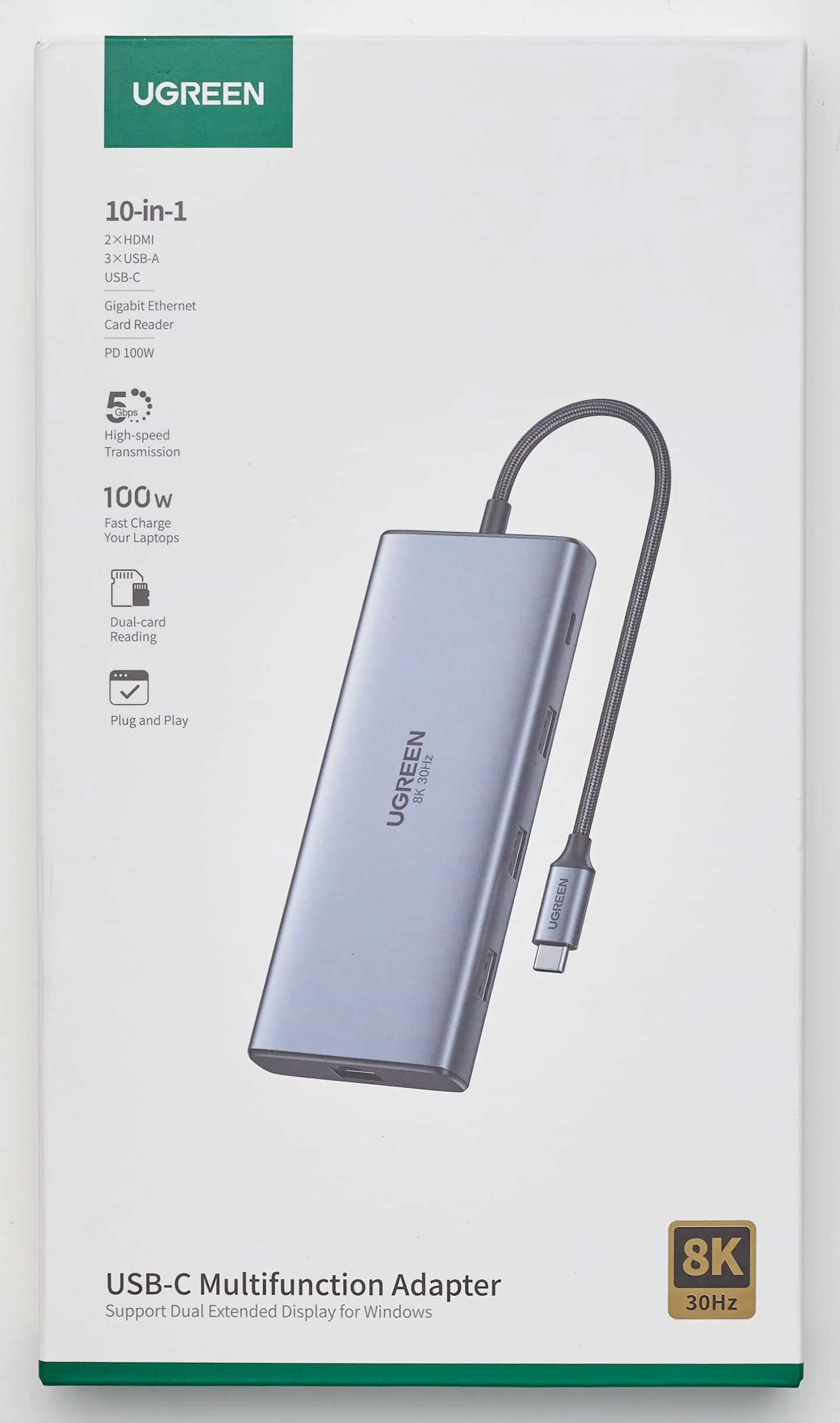 UGREEN Revodok Pro 210 Hub USB-C 10-en-1 (double HDMI 4K 60 Hz, 100 W PD) - Image 9