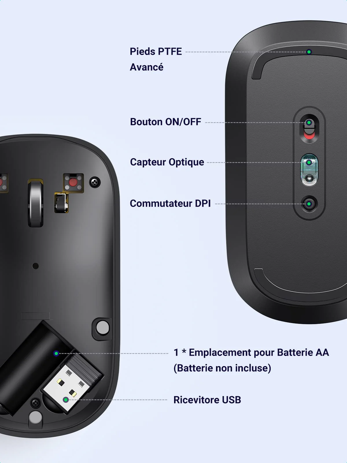 UGREEN Souris sans Fil Plate Silencieuse 2,4 GHz 4000 DPI Wireless Mouse Mince - Image 6