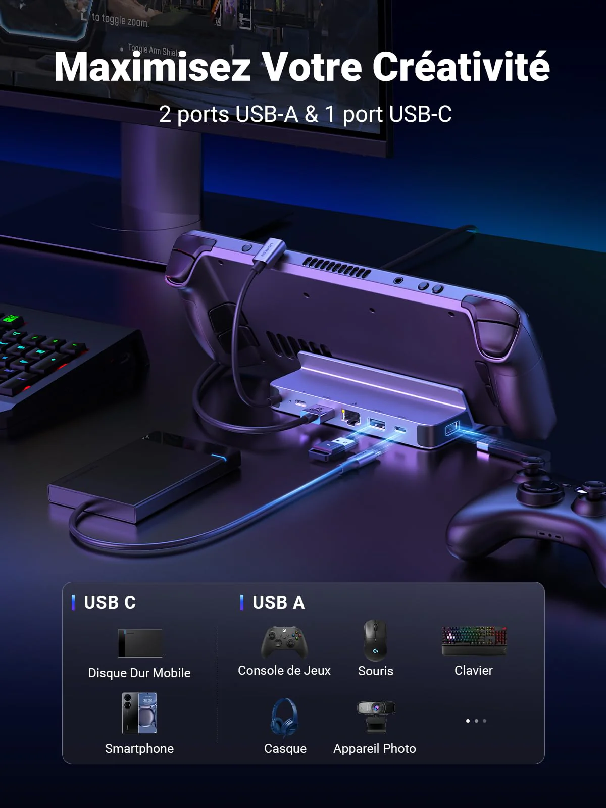 UGREEN Station d'accueil pour Steam Deck hub 6 en 1 - Image 7