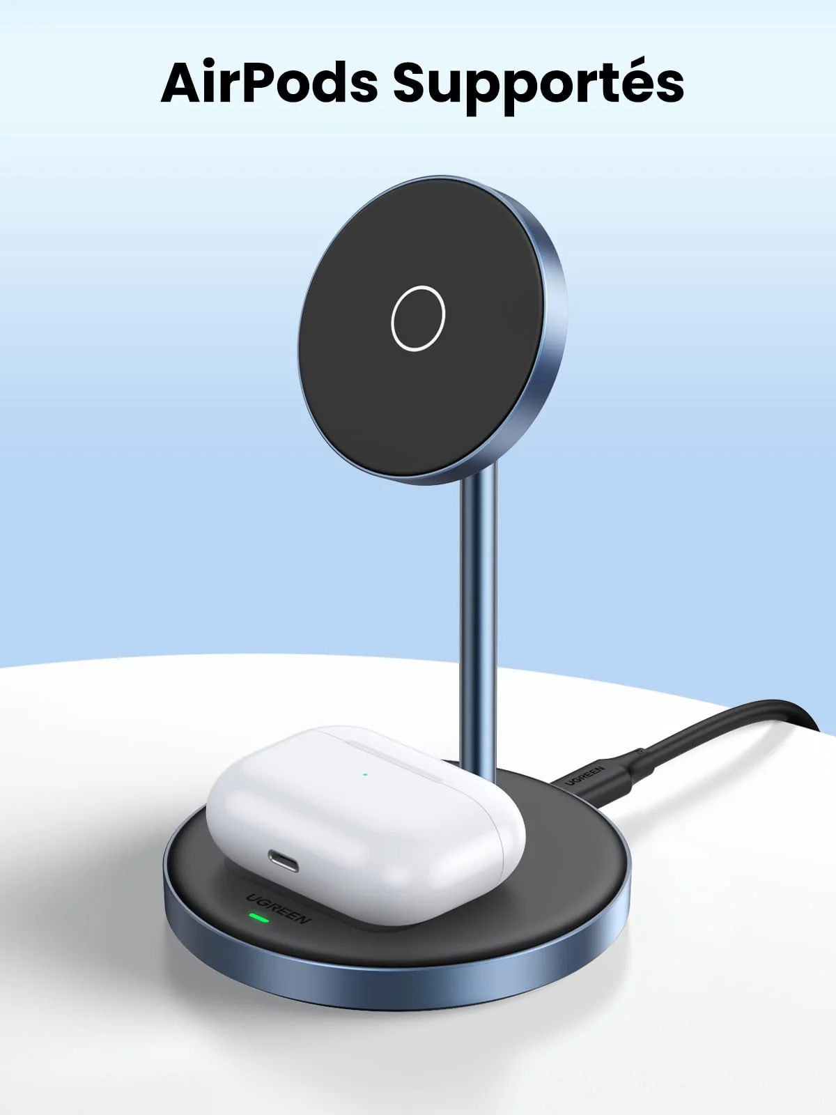UGREEN Support de Chargeur Magnétique 2 en 1 Station de Charge Induction sans Fil - Image 4