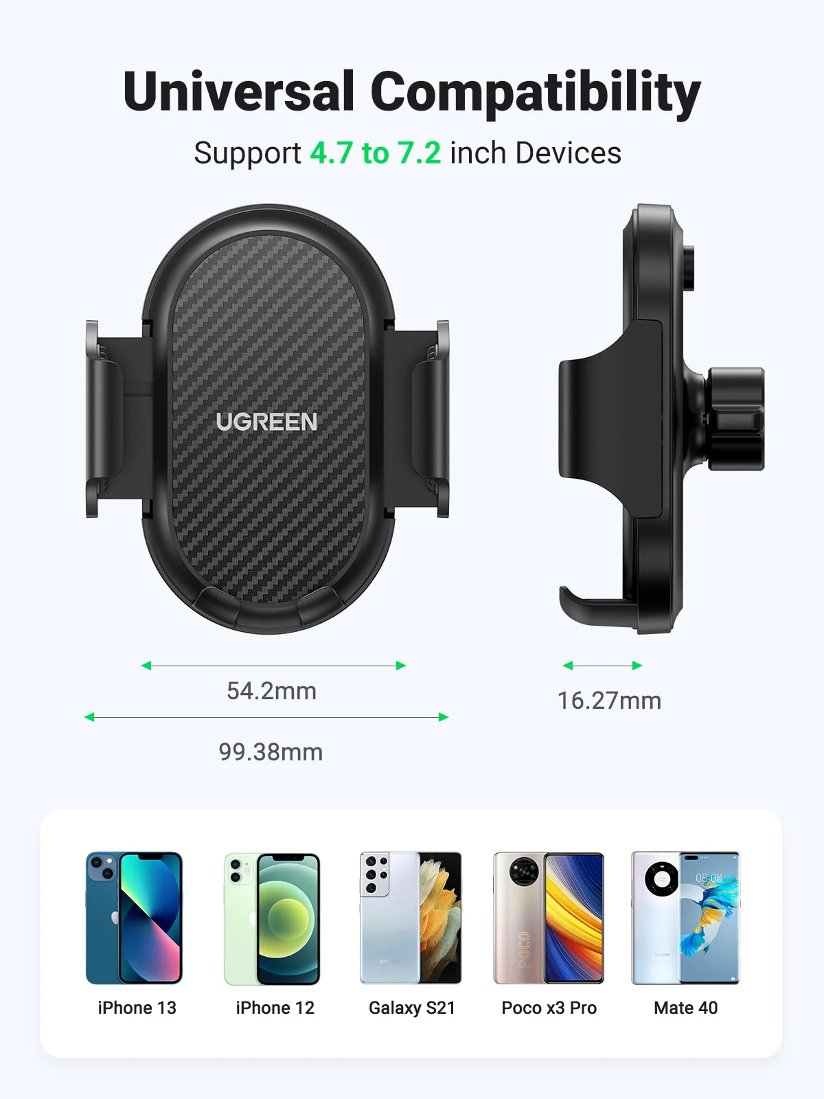 UGREEN Support Téléphone Voiture Grille Aération Porte Smartphone Voiture Ventilation Rotation 360 Degrés - Image 3