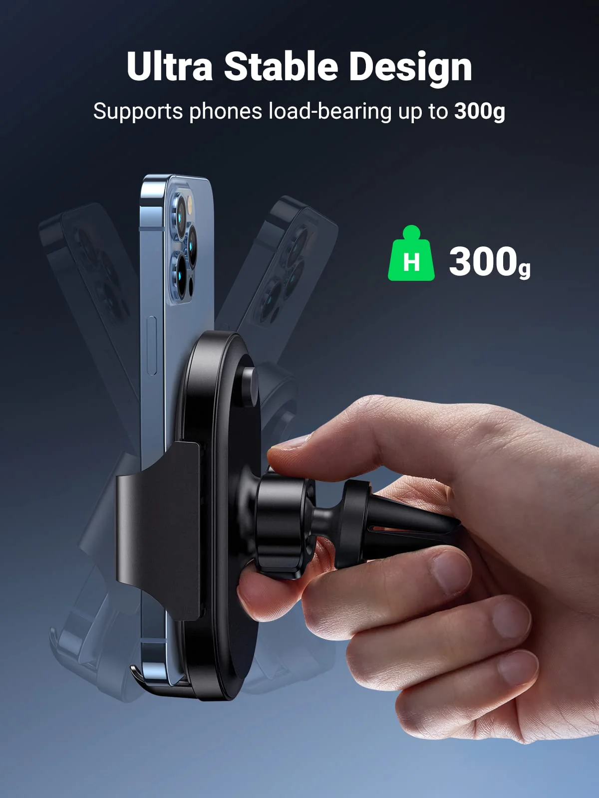 UGREEN Support Téléphone Voiture Grille Aération Porte Smartphone Voiture Ventilation Rotation 360 Degrés - Image 5